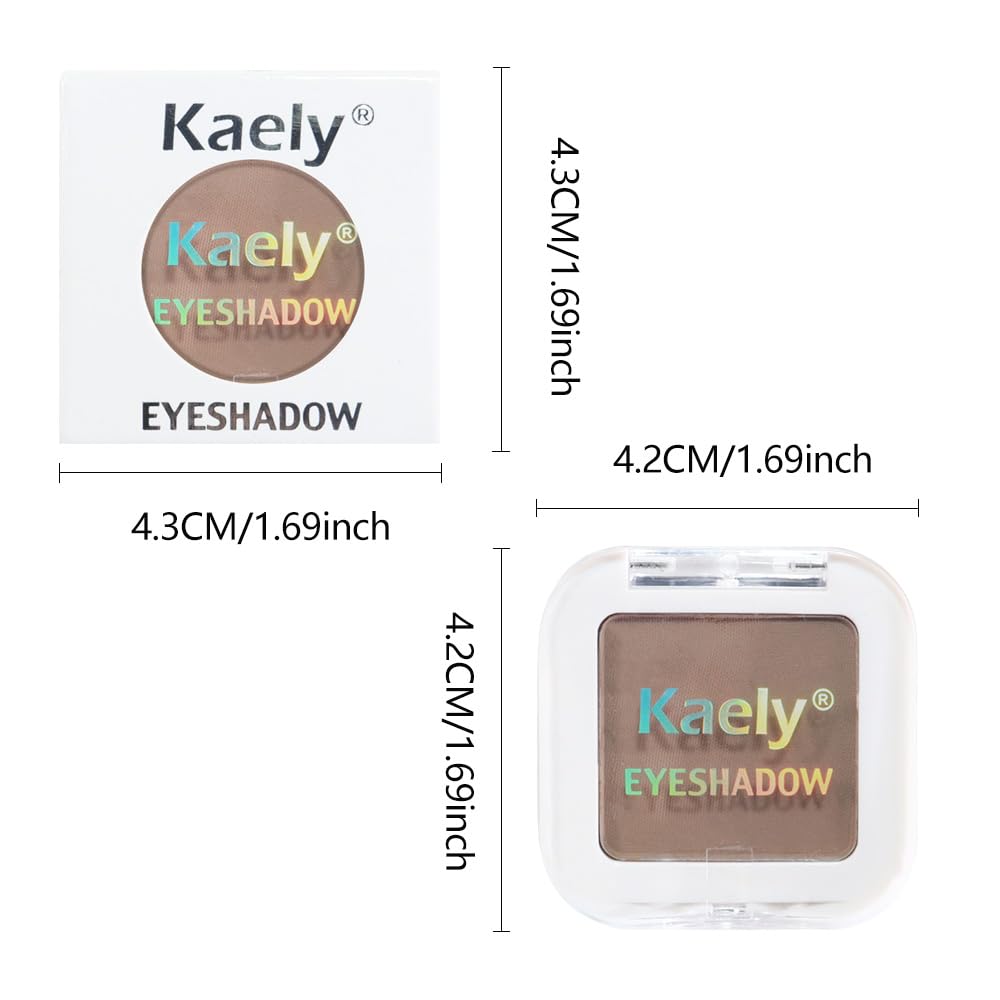 Kaely Pressed Single Eyeshadow Makeup, Cocoa Brown Matte Highly Pigmented Monochrome Eye Shadow Palette, Waterproof Neutral Powder Mini Eyeshadow, sombras para ojos, Lightweight Blendable, 18