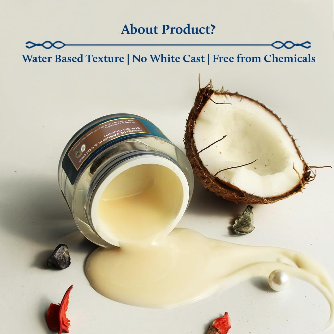 Blue Nectar Coconut Face Cream with SPF 30 Sunscreen for Men | Plant Based Oil Free Moisturizer for Face with Vitamin E |Sunscreen for Oily, Dry & Sensitive Skin (16 Herbs, 1.76 FlOz)