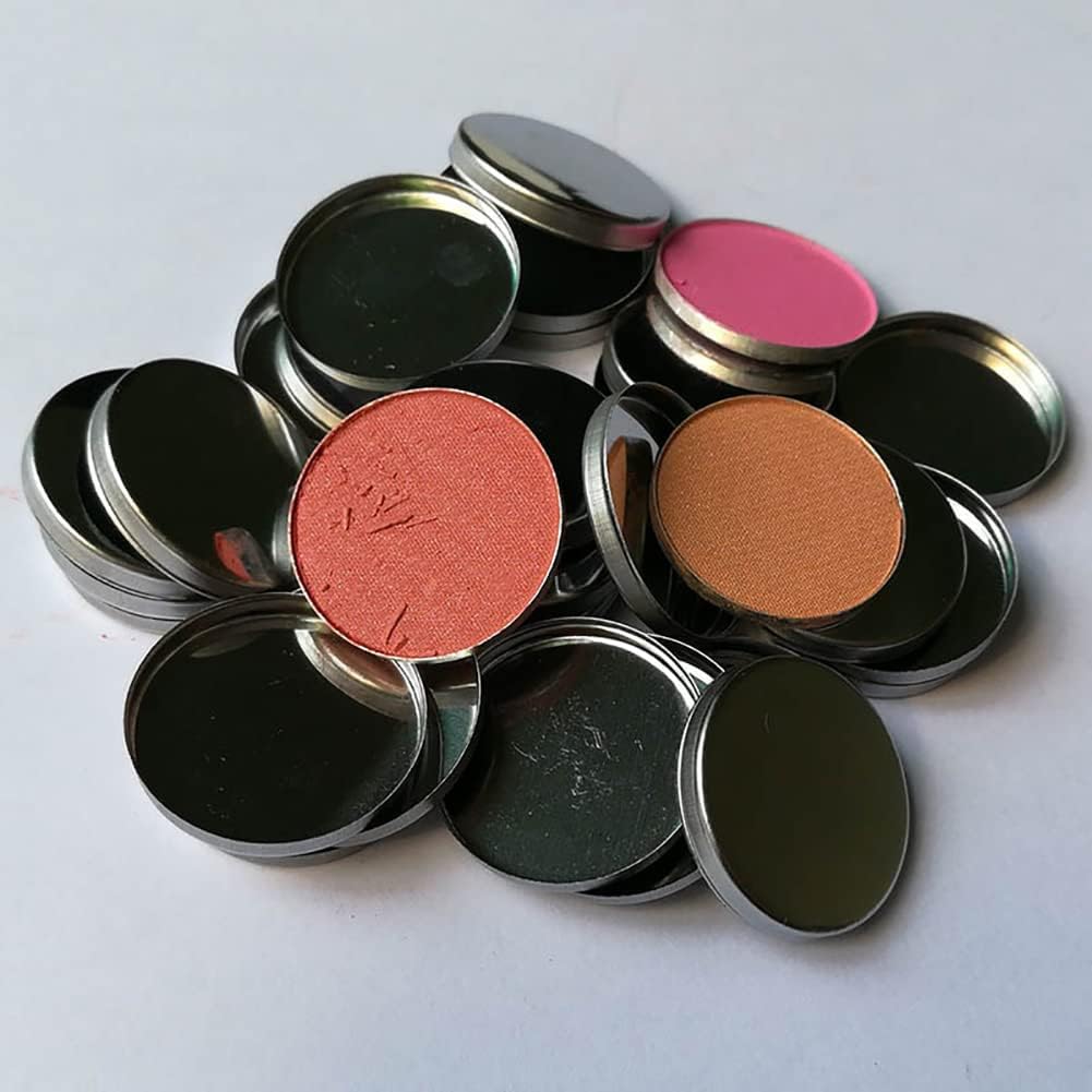 20 Pcs Metal Eyeshadow Pans Round Empty Round Eyeshadow Palette Cosmetic Eyeshadow Tin Reffilable Blush Pans Compact Makeup Tin