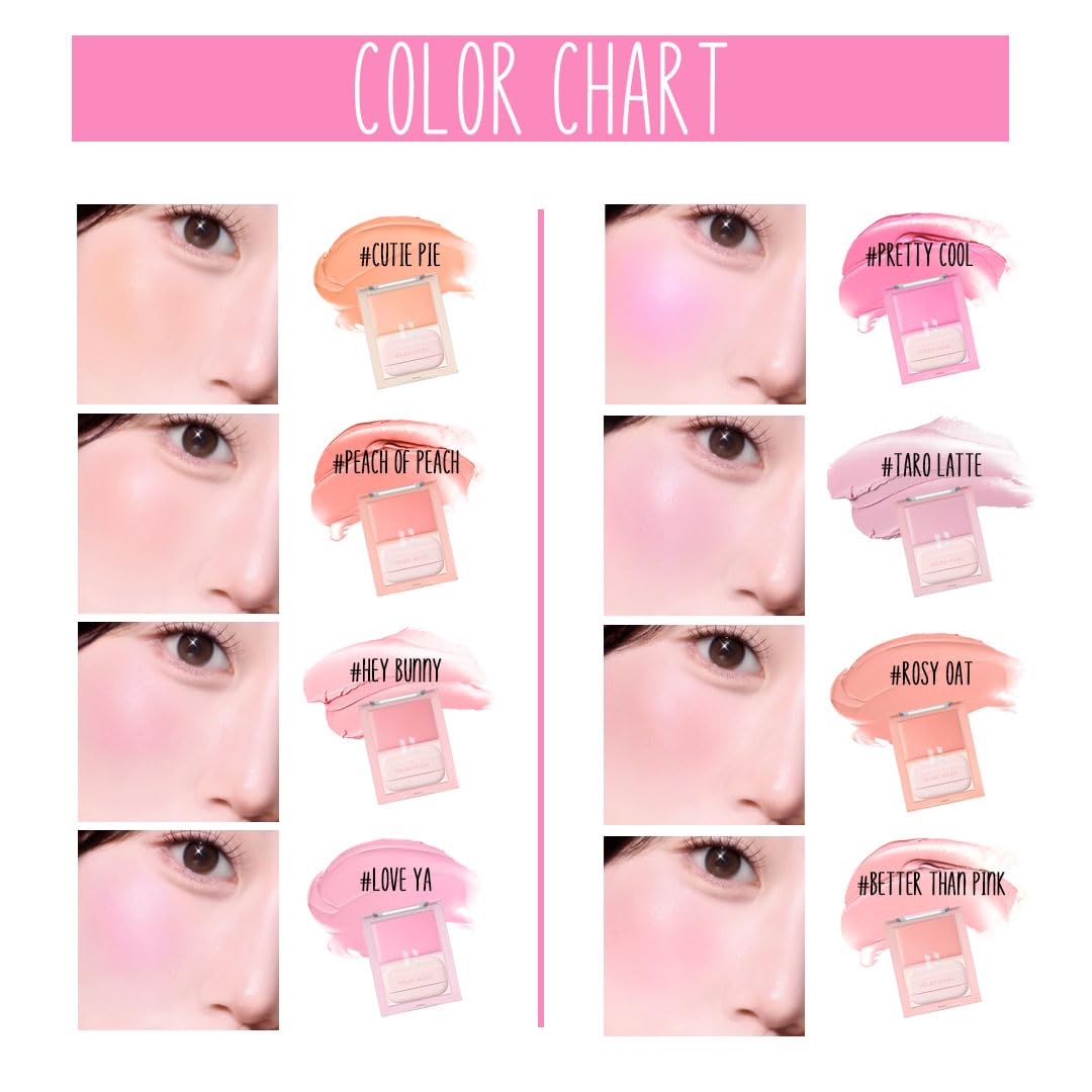 HOLIKA HOLIKA Colored Milk Cream Blush 07 ROSY OAT: Glowing, Natural Makeup, Glossy Finish, Soft, Creamy Dough like texture, Shimmer, Radiant, Plumping, Cheek, Lightweight, Clean, Buildable