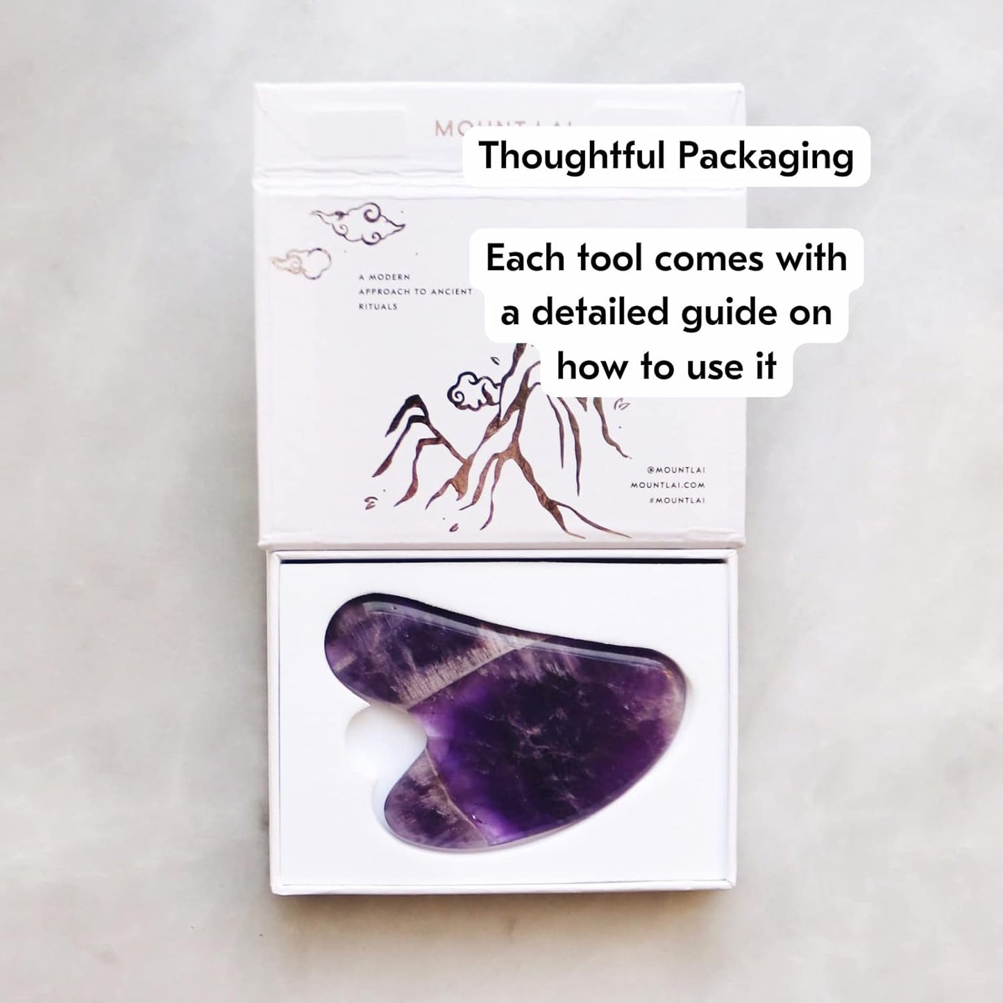 Mount Lai Amethyst Gua Sha Facial Tool – The Stone of Inner Clarity – 100% Genuine Amethyst Stone Face Sculpting Tool for Lymphatic Drainage, Puffiness Reduction & Confident Radiance