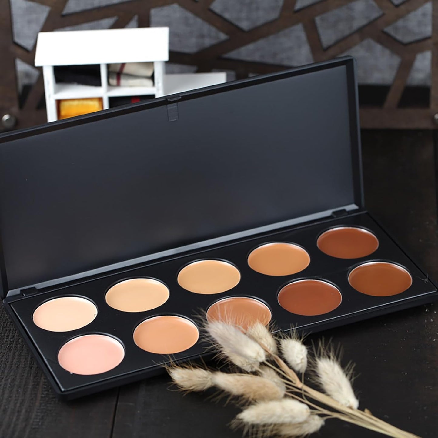 10 Shade Creamy Concealer Kit with Makeup Brush Set, 3 In 1 Professional Cream Concealer, Contour, Foundation, Color Corrector for Diminishes Appearance Dark Circles & Softens Fine Lines