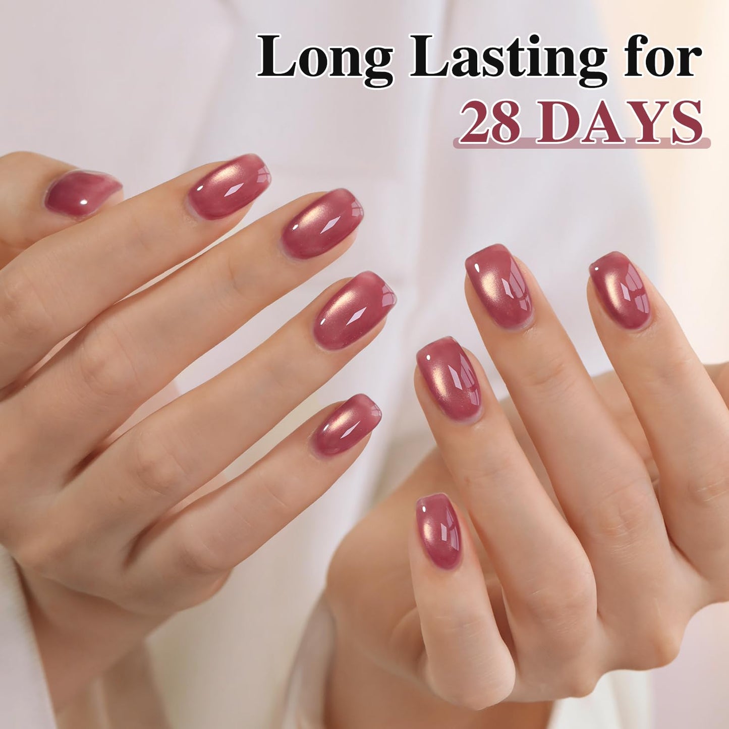 Double Rhythm 0.5 Oz Cat Eye Gel Polish with Magnet Same Color Same Bottle Holographic Glitter Shimmer Translucent Color Salon 15 ML Magnetic Nail Art (Grape Red-MC1270)