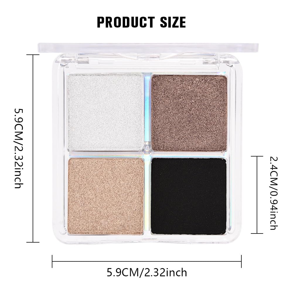 evpct Eyeshadow Quad Palette, Moonlit, Silver Taupe Broneze Gold Black Glitter Shimmer Metallic Matte High Pigment Mini Eye Shadow Palette Makeup for older Women, Smudge Proof, Vegan Cruelty-free