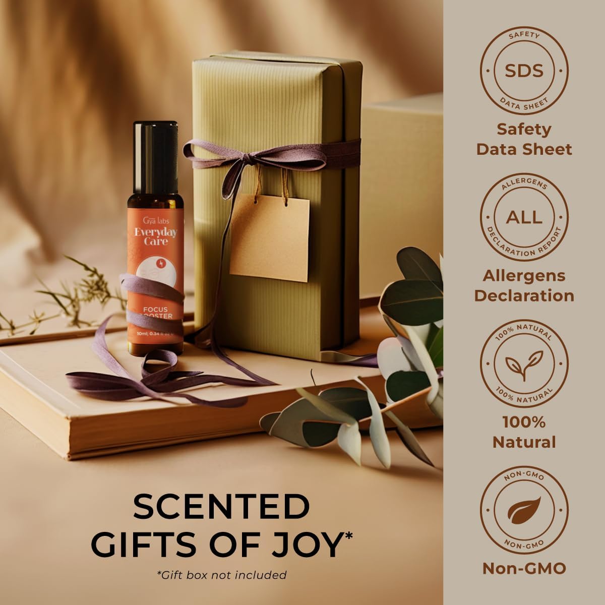 Gya Labs Focus Booster Essential Oil Roll on - Supports Sustained Sense of Focus for Studies & Tasks - 100% Pure Natural Aromatherapy Oil Roller, Geranium & Eucalyptus Blend, Travel Size (0.34 Fl Oz)