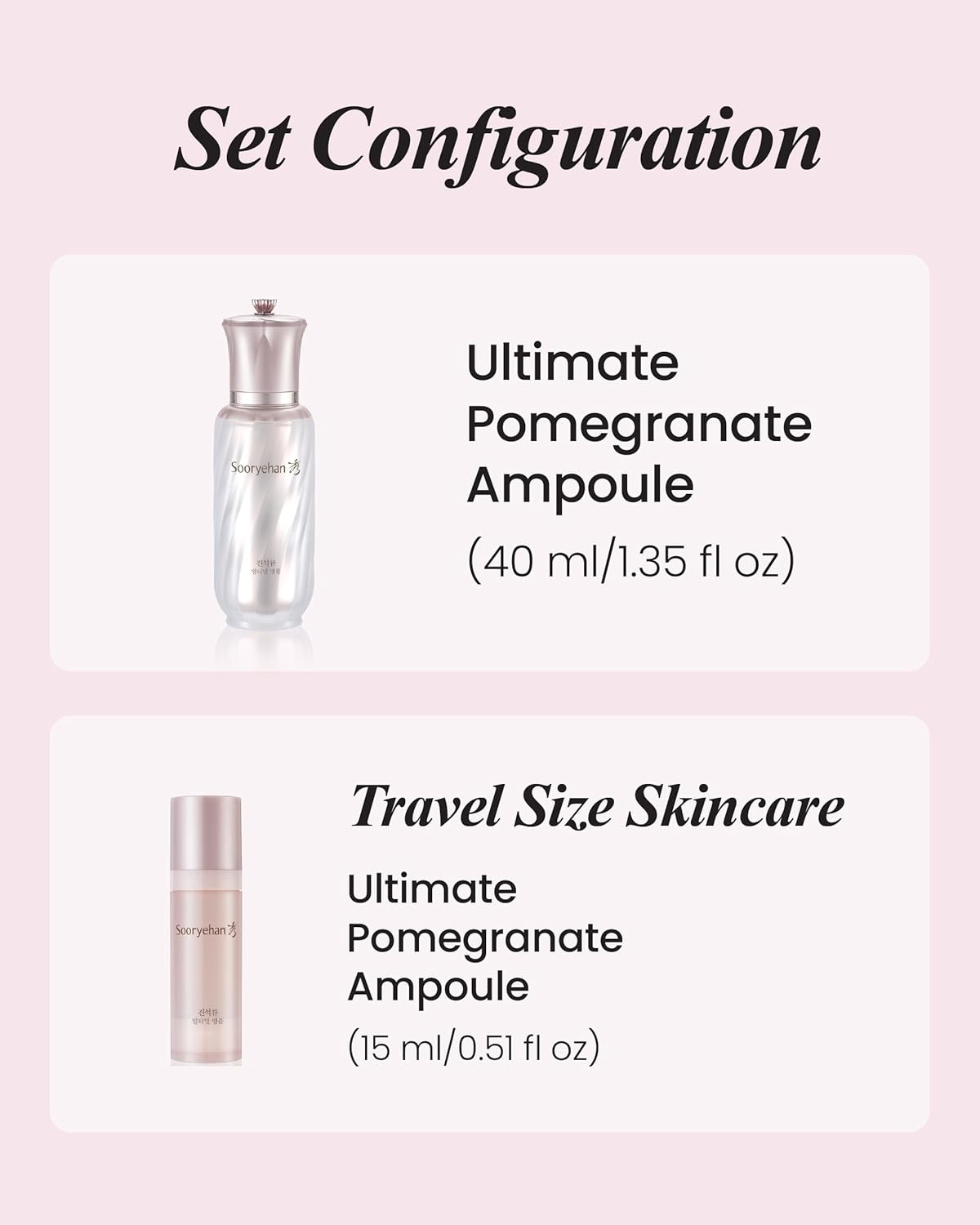 Sooryehan Ultimate Pomegranate (Ampoule Set, 1.9fl oz) - Skin Elasticity, Reduced Wrinkles & Skin Tone Improvement, Elastin, Vitamin C, Adenosine & Niacinamide