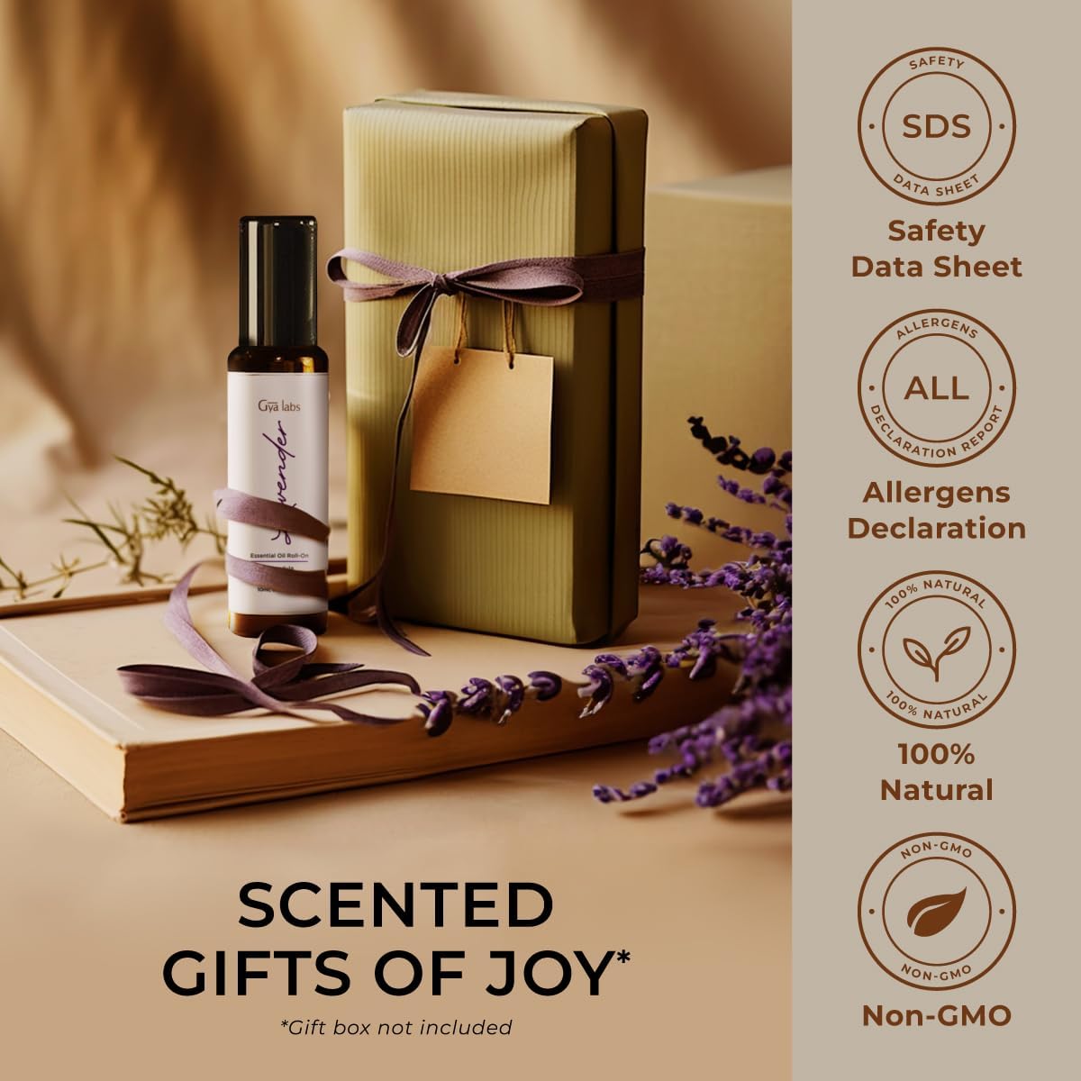 Gya Labs Lavender Essential Oil Roll on - 100% Pure Natural Lavender Perfume Oil for Women, Skin - Relaxing Aromatherapy, Alcohol-Free Perfume Roller, Travel Size (0.34 Fl Oz)