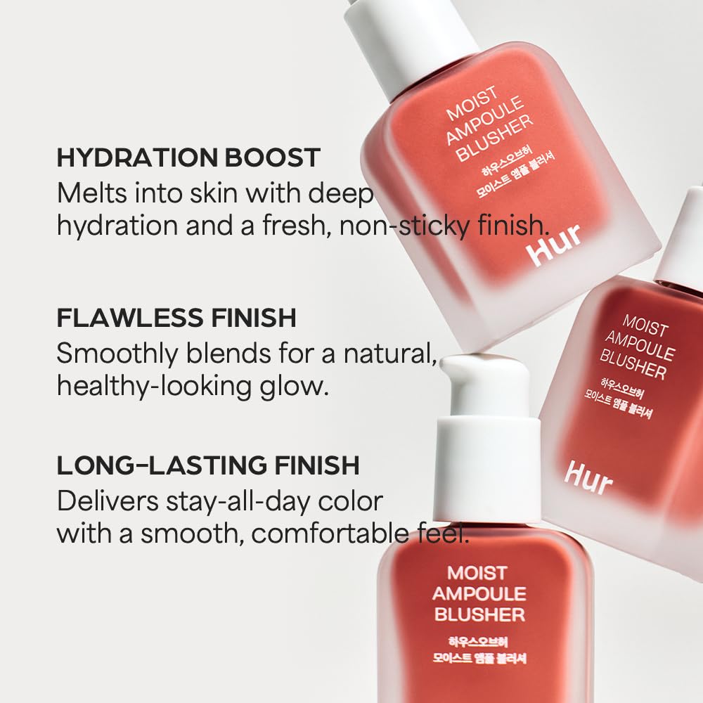 Moist Ampoule Blusher with 50% Moisture Essence | Hydrating & Long-Lasting Blush | 0.68fl.oz (9 Shades) (Deep Plum)