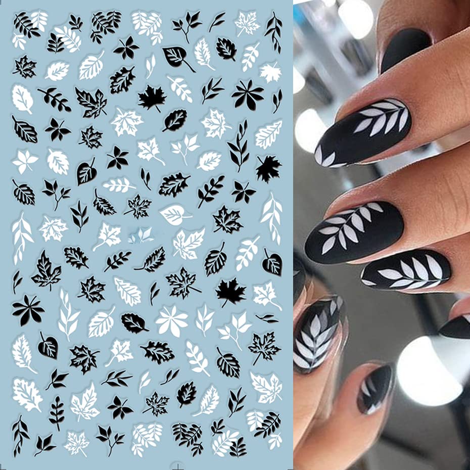 8 Sheets Fall Leaves Nail Art Stickers Gold Maple Leaf Self-Adhesive Nail Decals 3D Stickers Foil Autumn Maple Nail Designs Laser Shiny Manicure Tip Fall Nail Decorations for Thanksgiving Day Supplies