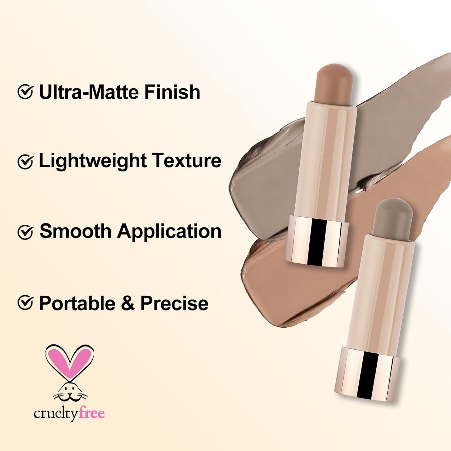 Erinde Warm Toned Bronzer Stick, Natural Cream Contour Stick, Blendable & Smooth Matte Bronzer Stick, Waterproof & Long Lasting Face Shaping Contouring Makeup, 02 Natural Brown