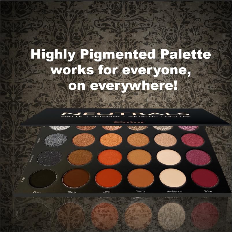 Cosmeticss - Neutrals, 24-Color eyeshadow Palette Matte/Shimmer/Metallic.Glitter Finish, Highly Pigmented Eye shadow Makeup, Long- Wearing Eye Palette, Eye Makeup Kit with Easy-to-Blend Shades
