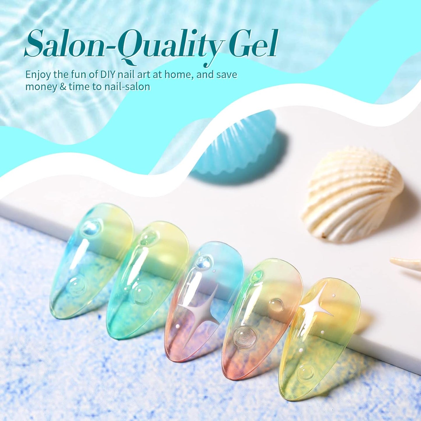 Born Pretty Jelly Gel Nail Polish Set Spring Summer Crystal Glass Translucent Pastel Gel Polish Blue Red Green Yellow Pink Soak Off U v Gel Polish 7ML 6PCS