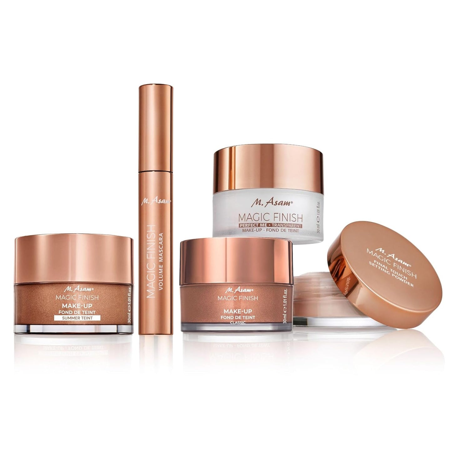 M. Asam MAGIC FINISH Gift Set With XXL Make Up Mousse (1.69 Fl Oz) 4in1 Primer, Foundation, Concealer & Powder + Mascara (0.33 Fl Oz) For XXL Volume & Intense Color With Exclusive Make Up Bag (1pc.)