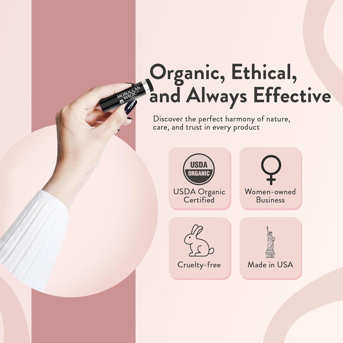 Moroccan Magic Organic Watermelon Lip Balm 3 Pack | Ultra-Hydrating Argan & Essential Oil Lip Moisturizer + Vitamin E | Natural Chapstick for Dry Lips | Smooth, Non-Toxic | Organic Lip Balm