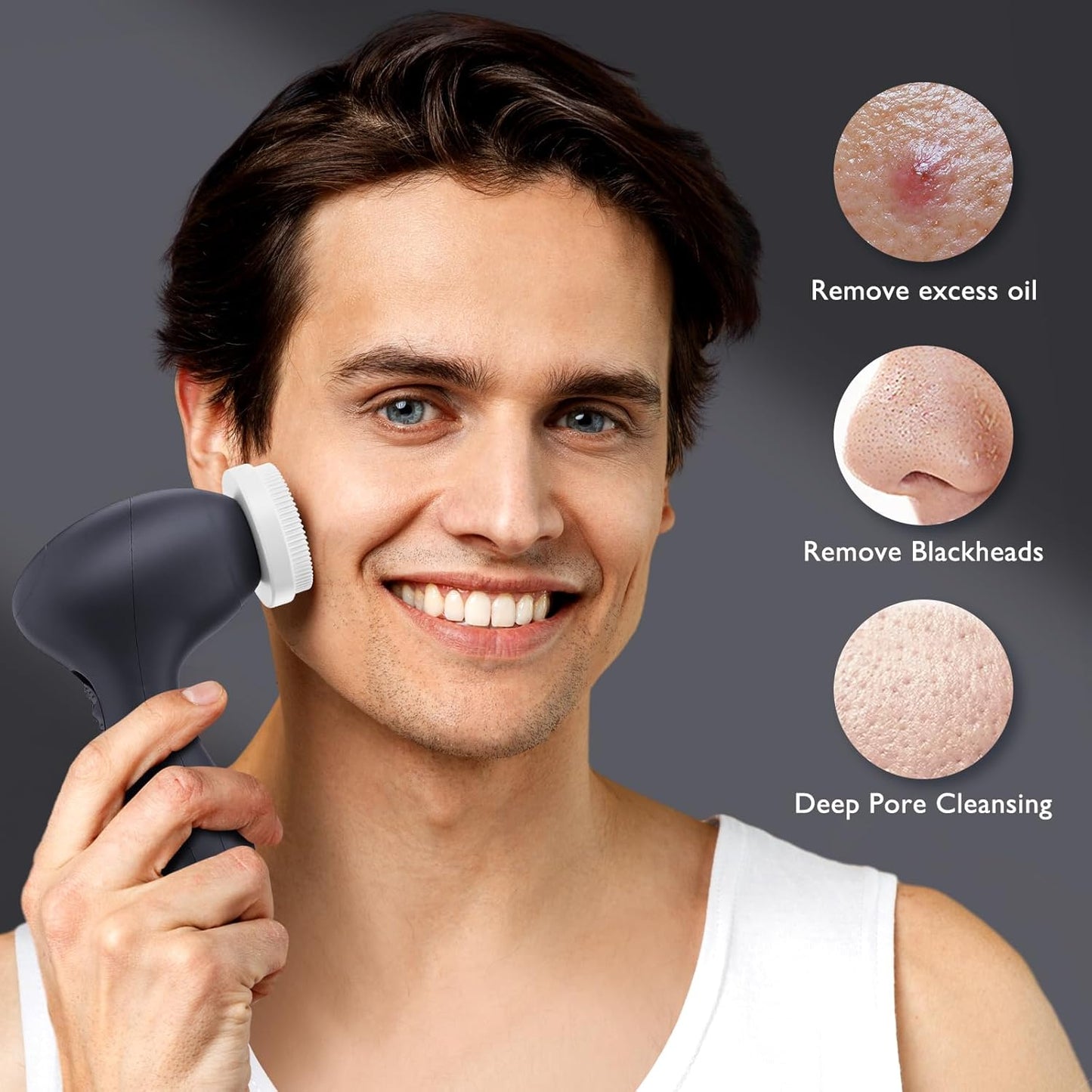 COSLUS Facial Cleansing Brush Silicone Face Scrubber: 7 in 1 FBS-D Electric Exfoliating Rotating Massage Device Waterproof Deep Cleaning Exfoliation Spa Machine - Electronic Skin Care Wash System