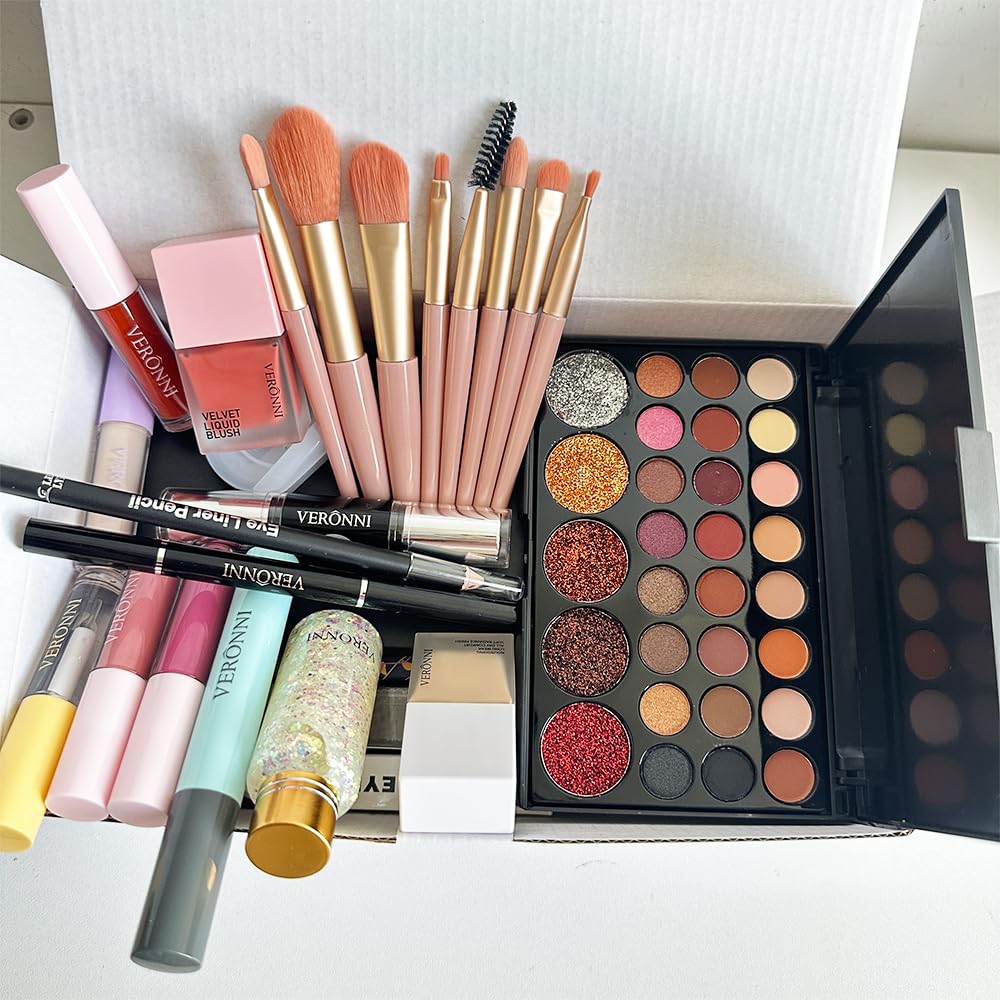 VERONNI All in One Makeup Kit,Eye Face Lips Makeup For Mother's Day,Multipurpose Women's Makeup Sets,Beginners and Professionals Alike (All in one makeup set)