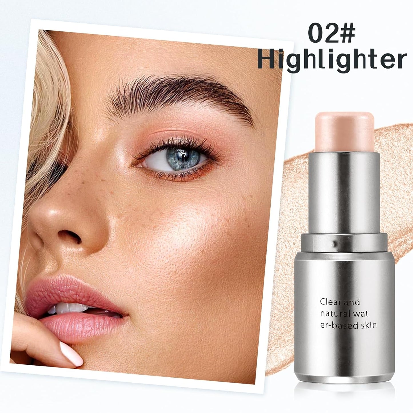 Boobeen Highlighter Makeup Stick, Cream Highlighter & Blush Stick, Face Contouring Illuminator, Natural Translucent Light Moisturizer Dewy Finish