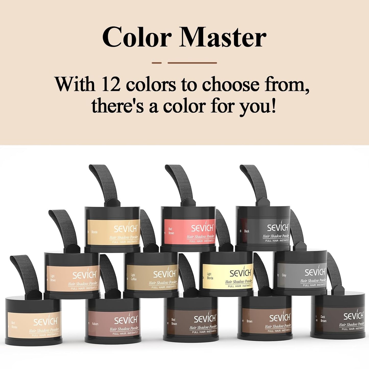 Sevich Hairline Powder,Instantly Conceals Hair Loss, Root Touch up Powder, Hair Shadow Toppers for Women & Men, Touch Up for Thinning Gray Hair, Windproof & Sweatproof, Black