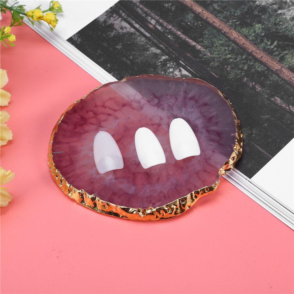 Nail Art Palette, Natural Resin Stone Nail Art Palette for Painting Placing Things Making Nail(Rose red)