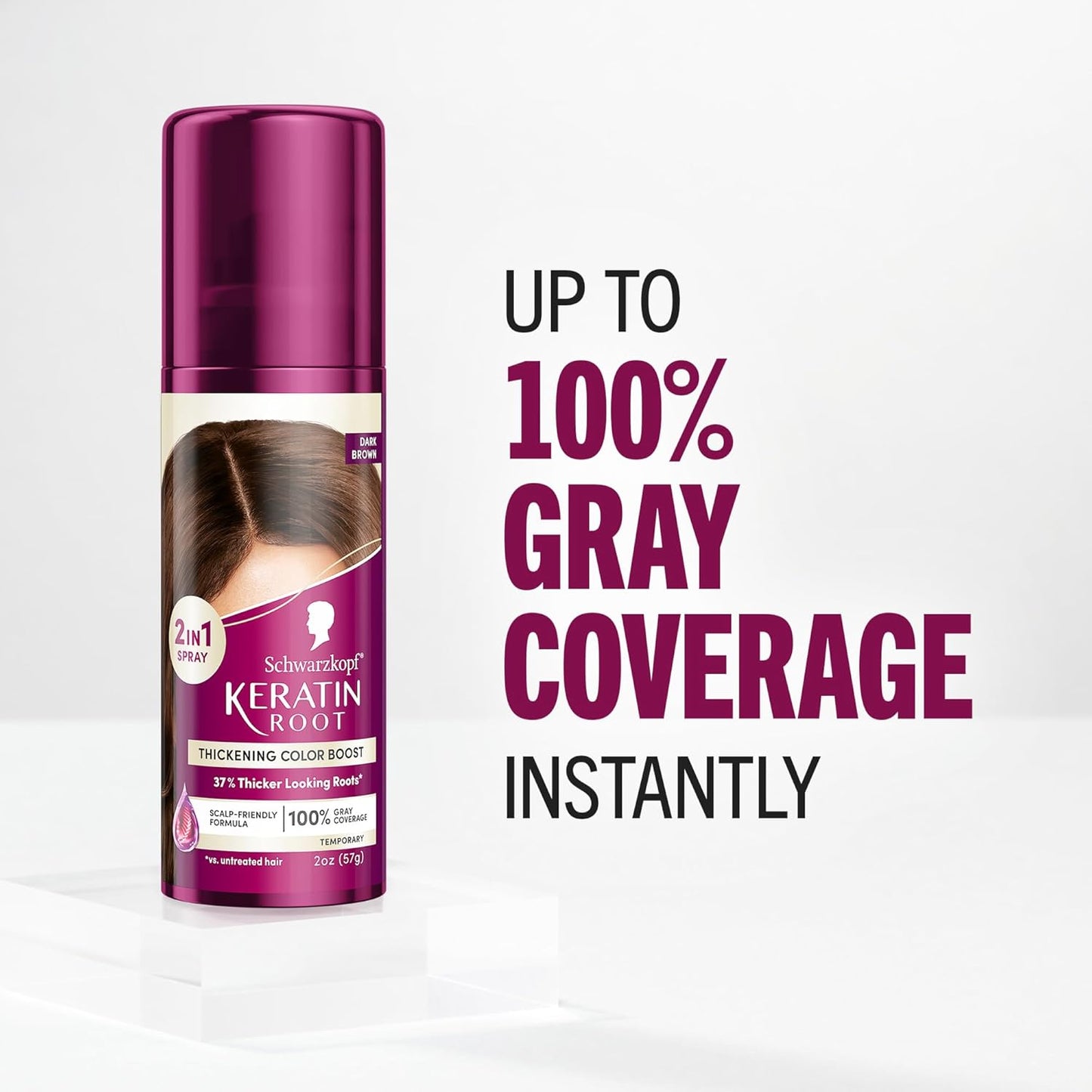 Schwarzkopf Keratin Color Root Temporary Hair Color Spray, Dark Brown - Salon Inspired Temporary Hair Dye, for up 100% Gray Coverage and Thicker Looking Roots, Ammonia free (Pack of 2)