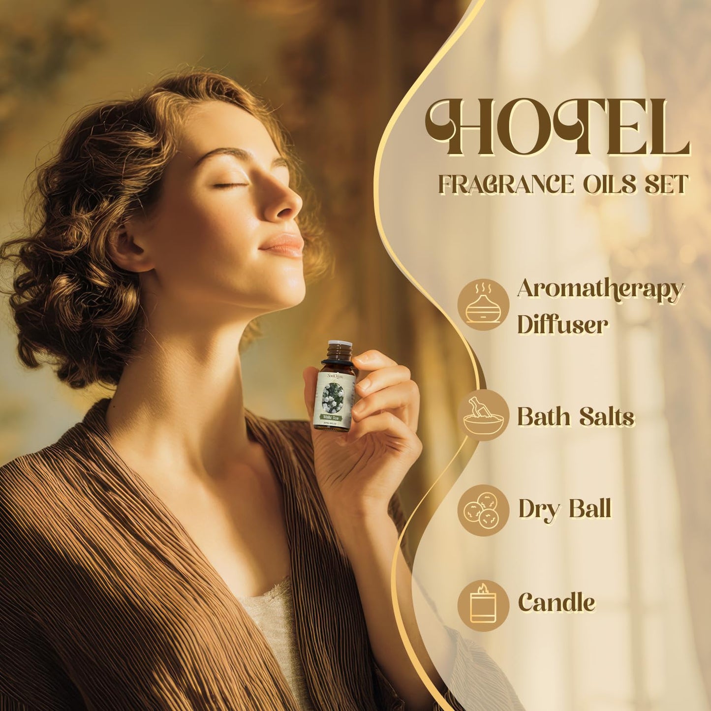 Hotel Fragrance Oils Set, Essential Oil Gift Set for Diffuser, Hotel Scent Diffuser Oil, Diffuser Scents Oil for Home, White Tea, Jasmine Mint, Sandalwood, Luxury Night, Seaside, Myway