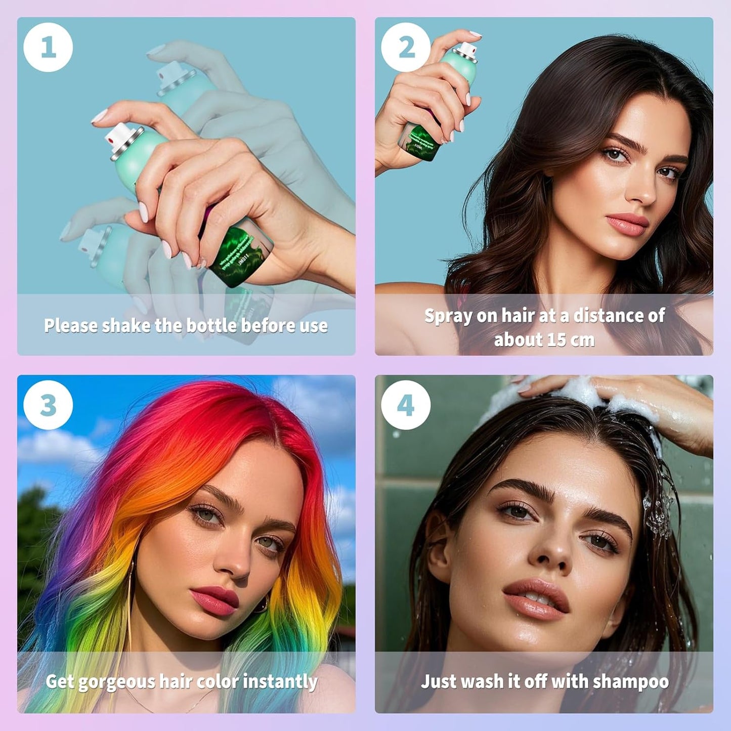 Red Hair Spray,Hair Color Spray Dye,Temporary Hair Color Spray for Kids Women,Hair Color Dye Pomades,Washable Hair Coloring Natural Color Hair Spray for Party,Halloween,Cosplay(Red)