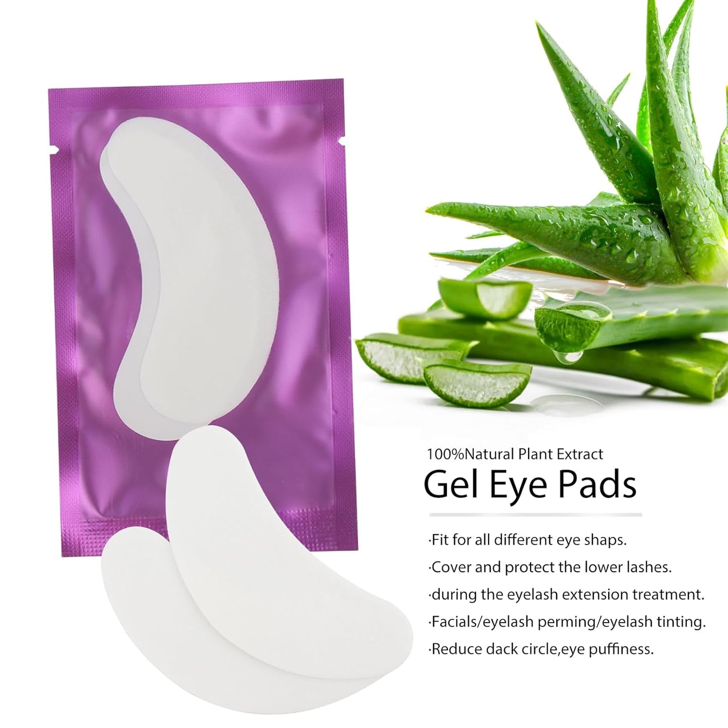 100Pairs Eyelash Extension Gel Patches Kit Natural Hydrogel, Lash Gel Pads for Beauty Makeup Mask Kit Supplies Eye Mask Pads Beauty Tools (Purple)