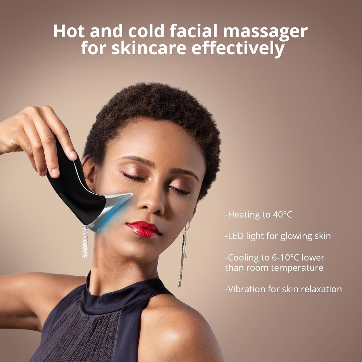 Ms.W Red Light Neck Face Massager, Facial Massager with Hot & Cold Modes for Skin Care, Vibration for Skin Tightening and Rejuvenation(Black)