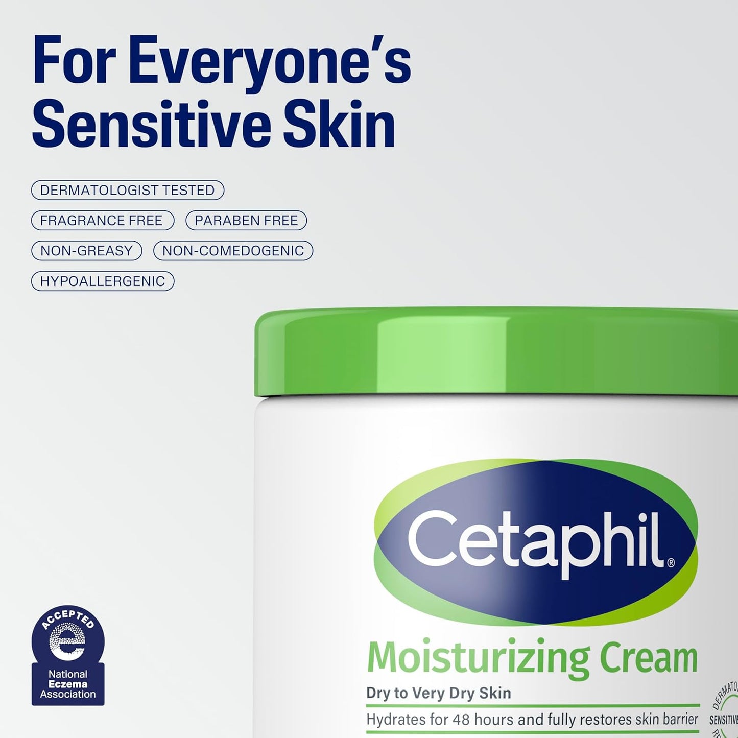 Cetaphil Face & Body Moisturizer, Hydrating Moisturizing Cream for Dry to Very Dry, Sensitive Skin, NEW 16 oz, Fragrance Free, Non-Comedogenic, Non-Greasy