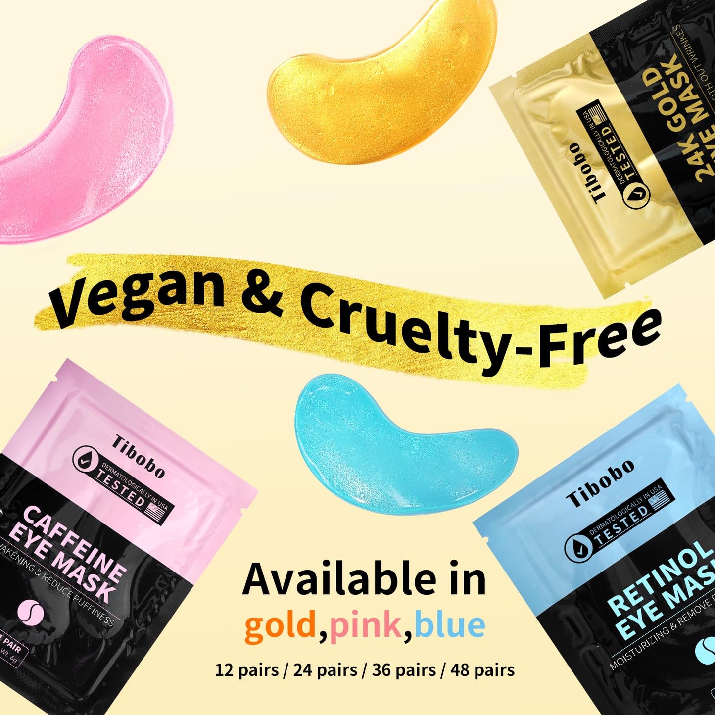 Under Eye Patches(25 Pairs), 24K Gold, Caffeine, Retinol Eye Masks for Puffy Eyes, Wrinkles, Dark Circles, Undereye Bags Treatment - Restoring & Awakening & Moisturizer Skin care Gift for Women