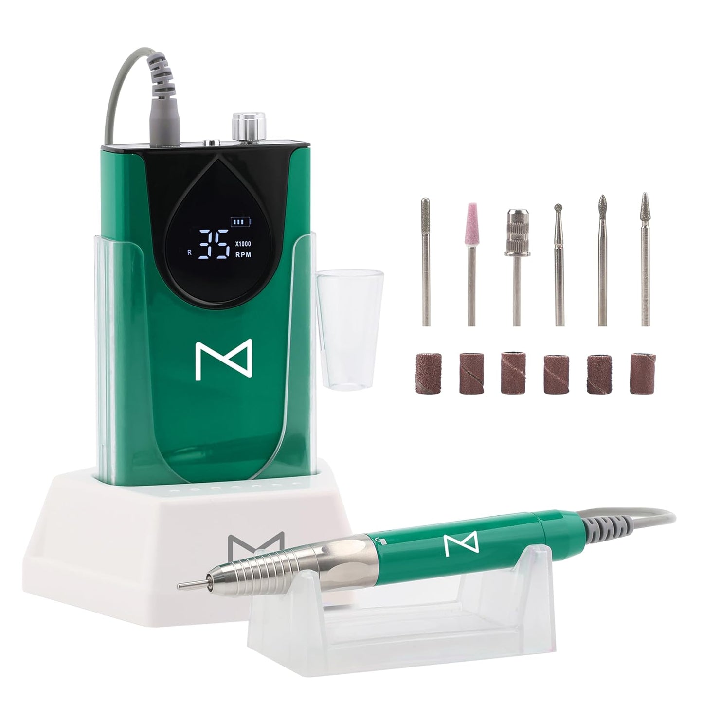 M - Max Brushless Motor Nail Drill Handpiece Only - 35K RPM | Machine Not Included | Compatible with M Brushless Nail Drill System (Handpiece - Green)