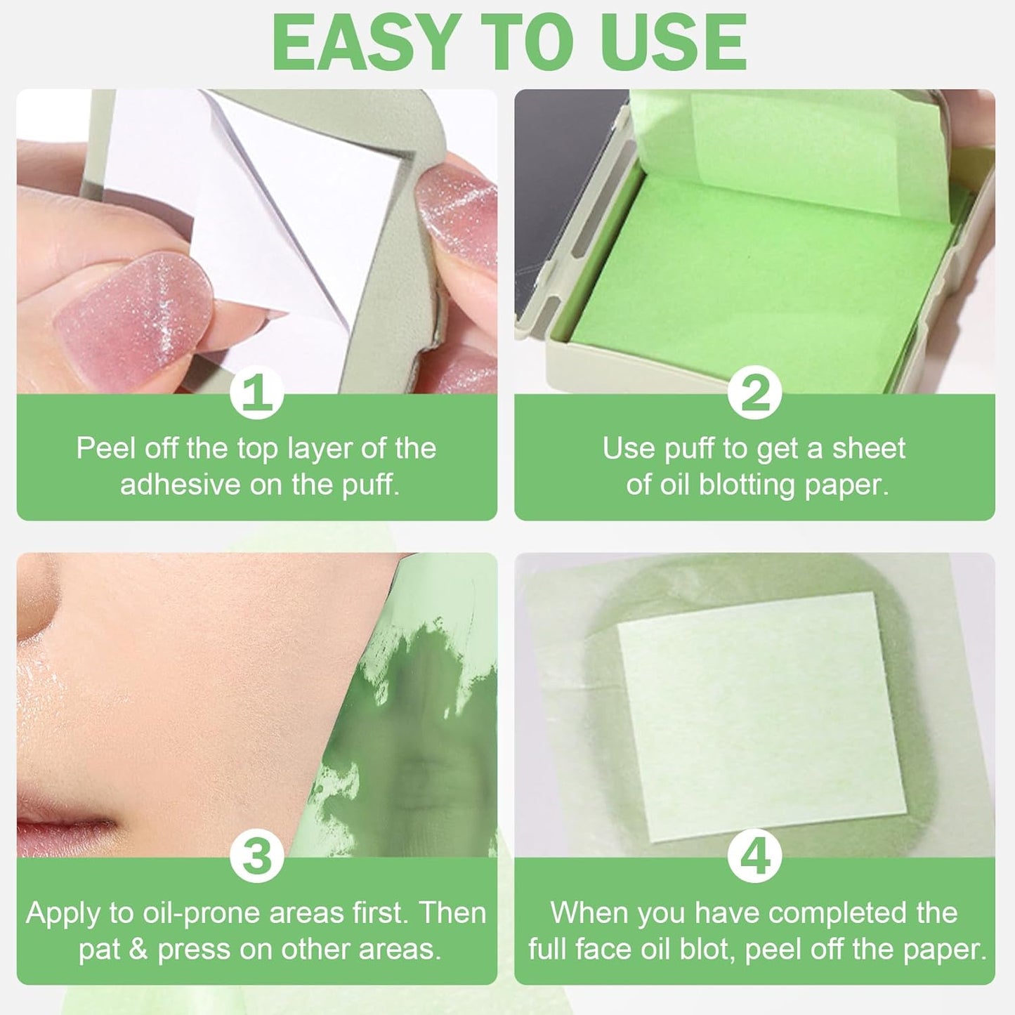 Oil Blotting Sheets for Face Blotting Paper for Oily Skin,Oil Control Film,Face Oil Absorbing Sheets with Makeup Puff and Portable Mirror Case (200 Sheets)