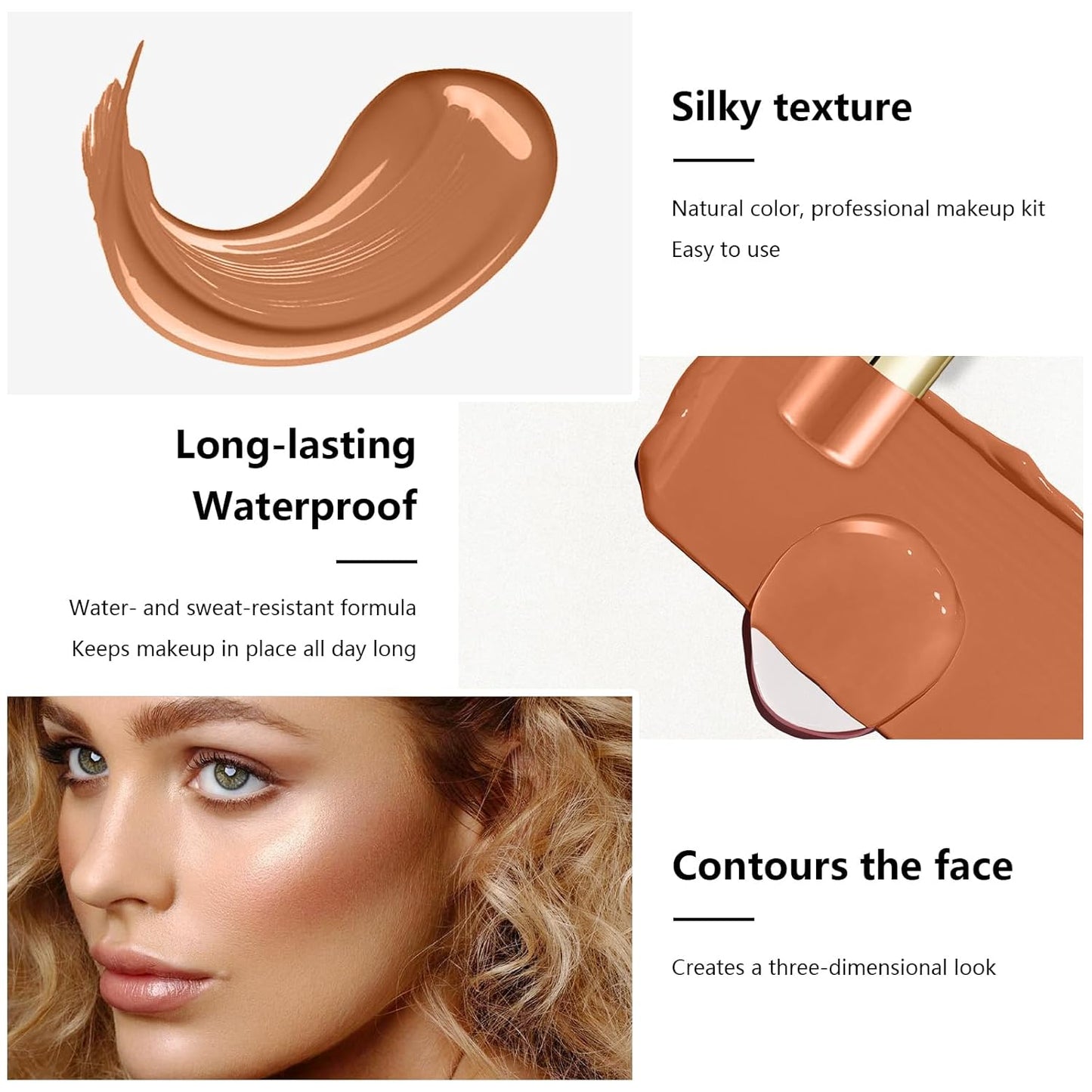 6 Colors Cream Contour Stick Makeup Contour Kit,Double-ended Cream Bronzer for Sculpt, Highlighter and Blush Stick Makeup Kit, Matte & Dewy Finish (SET C)