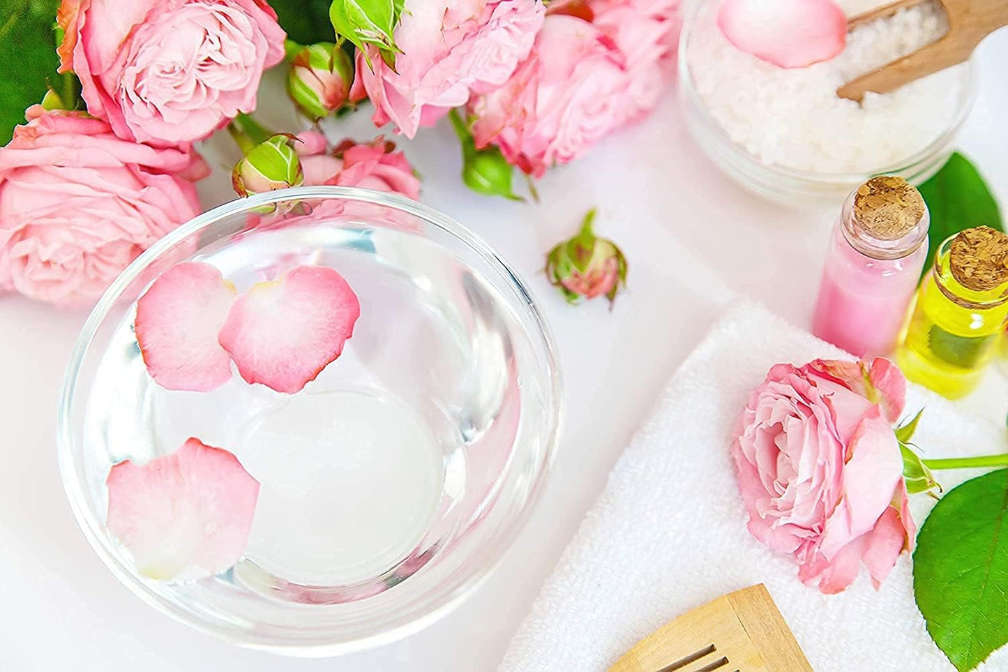 Rosewater Glycerin Mist Toner Bulk Spray Facial Body Floral Cleanser 100% Pure Rose Hydrosol Vegetable Glycerine Moisturizing Cleansing Toning Mix Face Skin Hair Body - Packaging May Vary (32 Ounces)