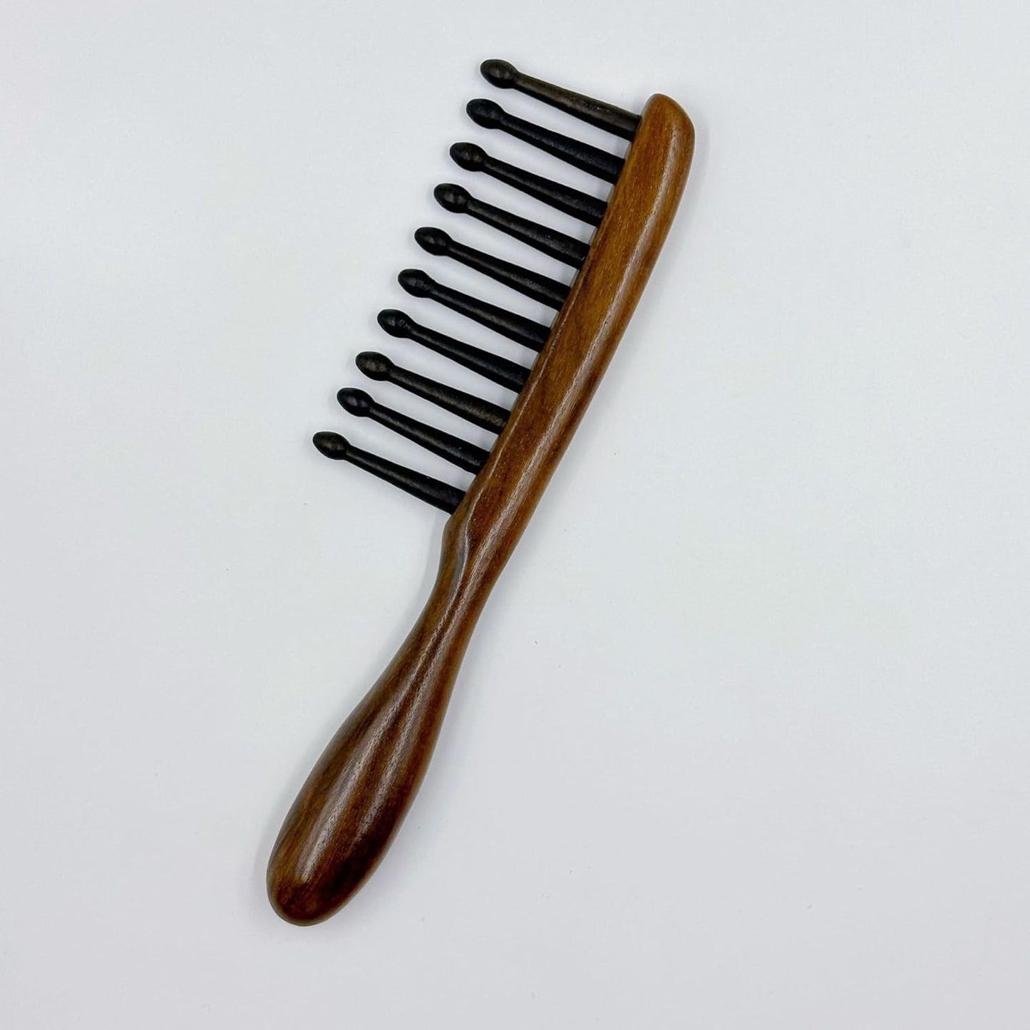 Nine Teeth Meridian Massage Comb - Scalp Massage Comb Gua Sha Ebony Wood Head Massager for Hair Growth, Hair Massage Wooden Gift for Women (Golden sandalwood, 7.9” x 1.8”)