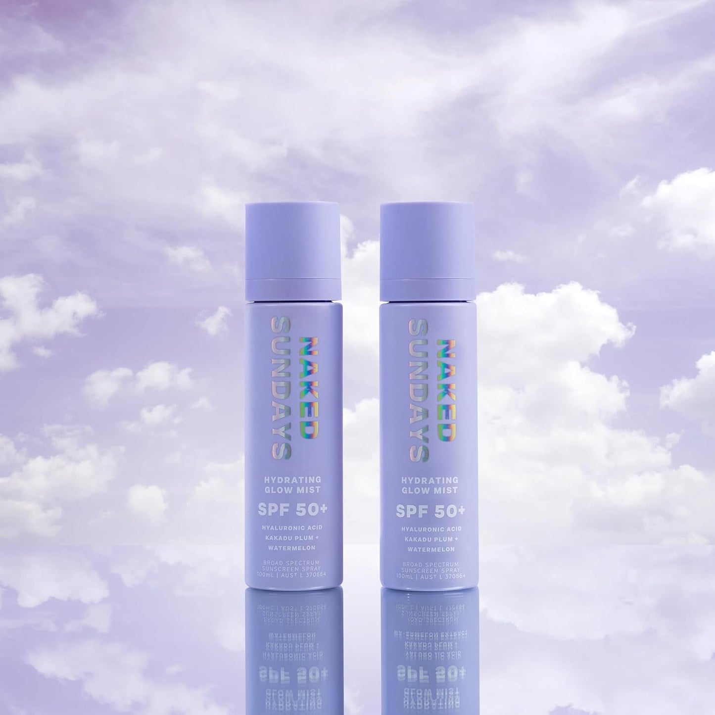 Naked Sundays SPF 50 Hydrating Glow Mist SPF Setting Spray and Face Sunscreen, Lightweight & Non-Greasy, Hydrating Ultra-Fine Mist with Hyaluronic Acid for All Skin Types, Makeup-Friendly - 2 pack