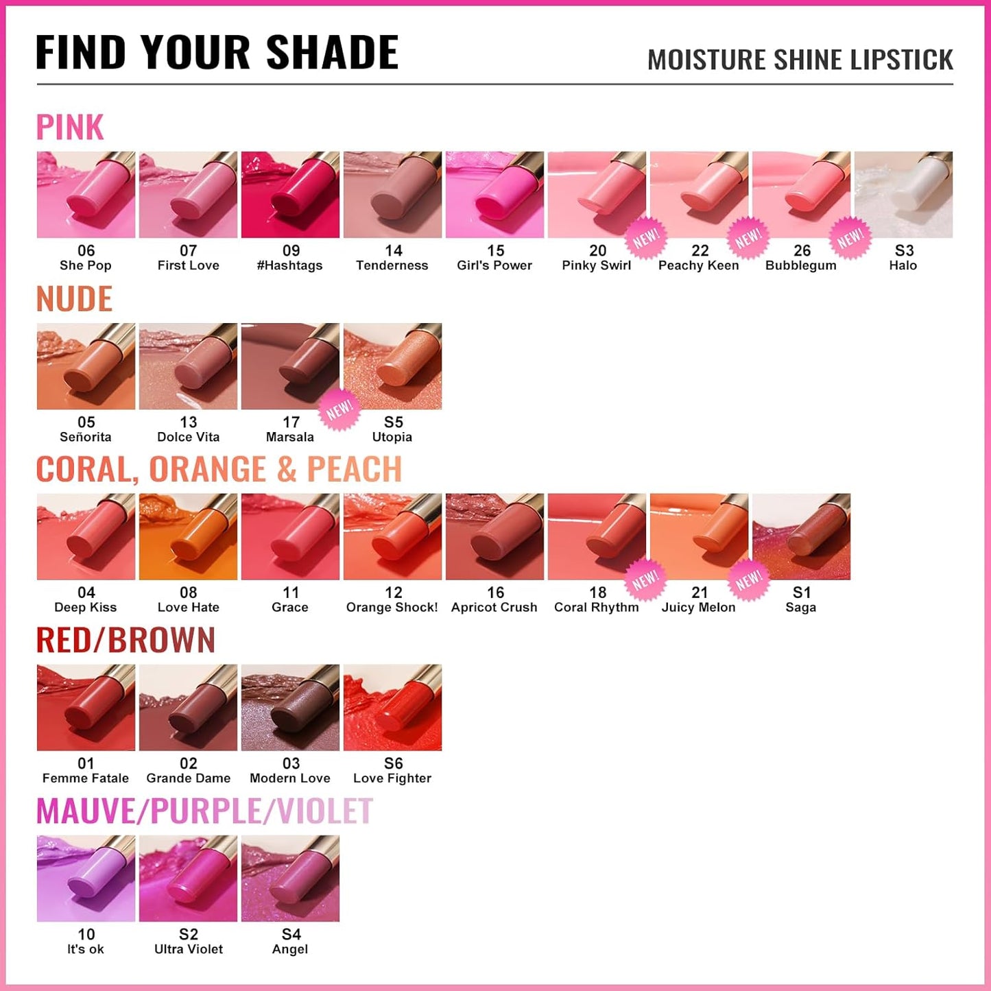 Oulac Moisturizing Shine Pink Lipstick for Women - 2 in 1 Glossy Bright Pink Tinted Lip Balm, Hydrating Winter Lipstick for Dry Lips,Shine Juicy Finish Vegan 2.2g/0.07oz (15)