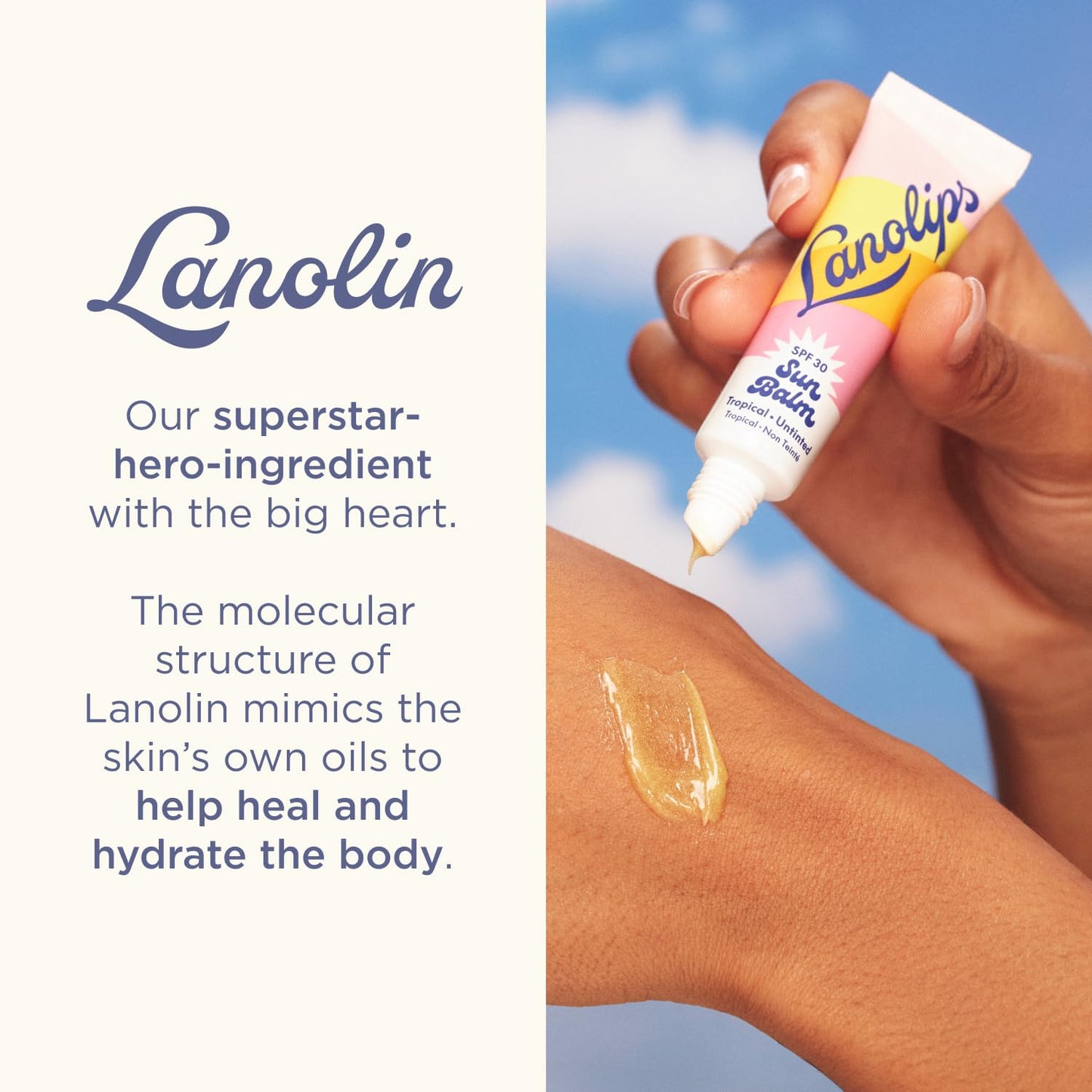 Lanolips Sun Balm Tropical SPF 30 Lip Balm - Hydrating Lanolin Lip Moisturizer with Pineapple Scent - Beach Essentials & Sun Care with Broad Spectrum UVA/UVB Protection - Untinted (0.44 oz)