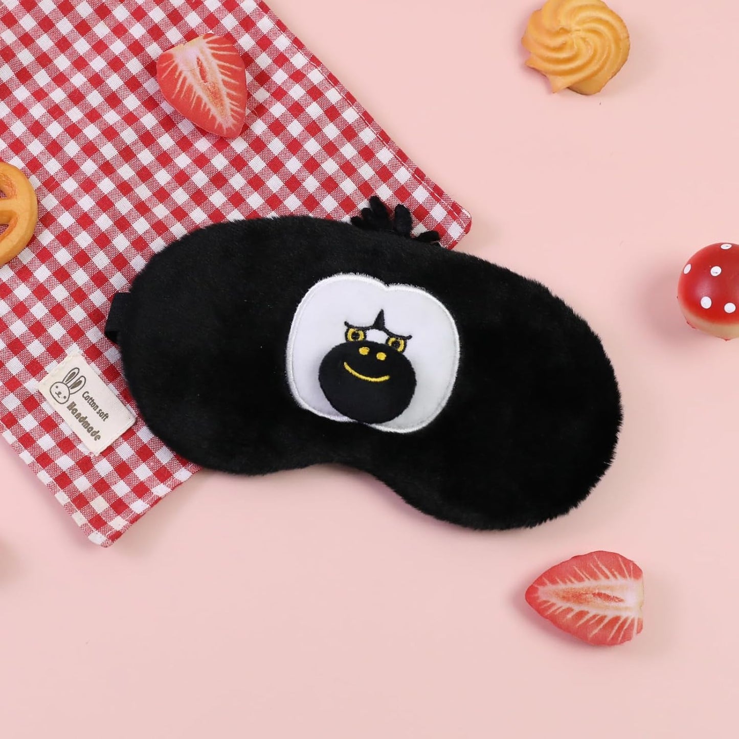 PERFECTSIGHT Sleep Eye Masks, Cute Plush Sleep Eye Cover Lightweight Adjustable Eyeshade Faux Fur Mask Cover for Women Men Sleep Travel Nap, Orang