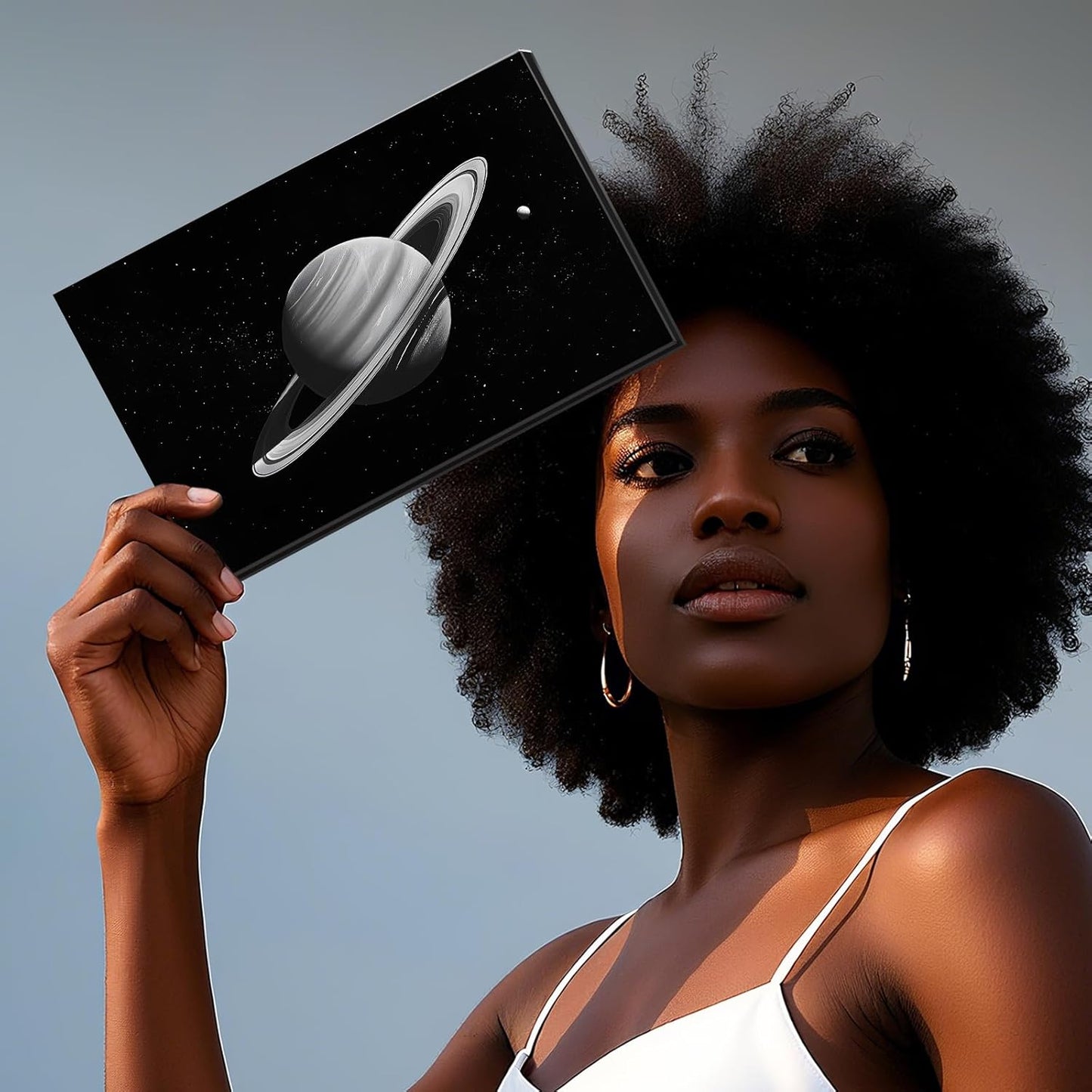 Magnetic Empty Eyeshadow Palette, Makeup Pans Organizer With Mirror Inside, 3D Frosted Finish Art Paper Palette (Cosmic Mystery)