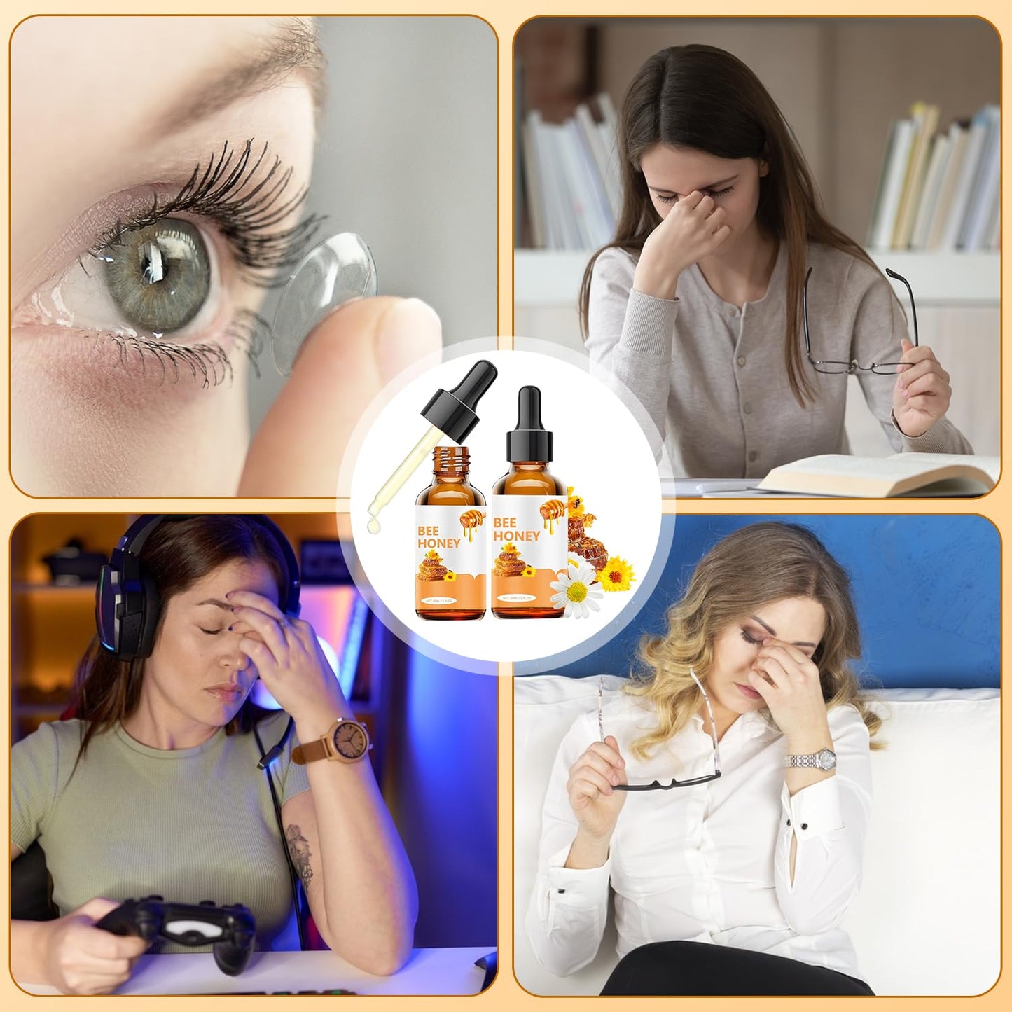 Jimerito Honey Eye Drops,Honey for Eye,Bee Honey for Eye,Honey Eye Drops,Stingless Bee Honey Eye Drops,Moisturizes Eyes and Relieves Fatigue (2 pcs)