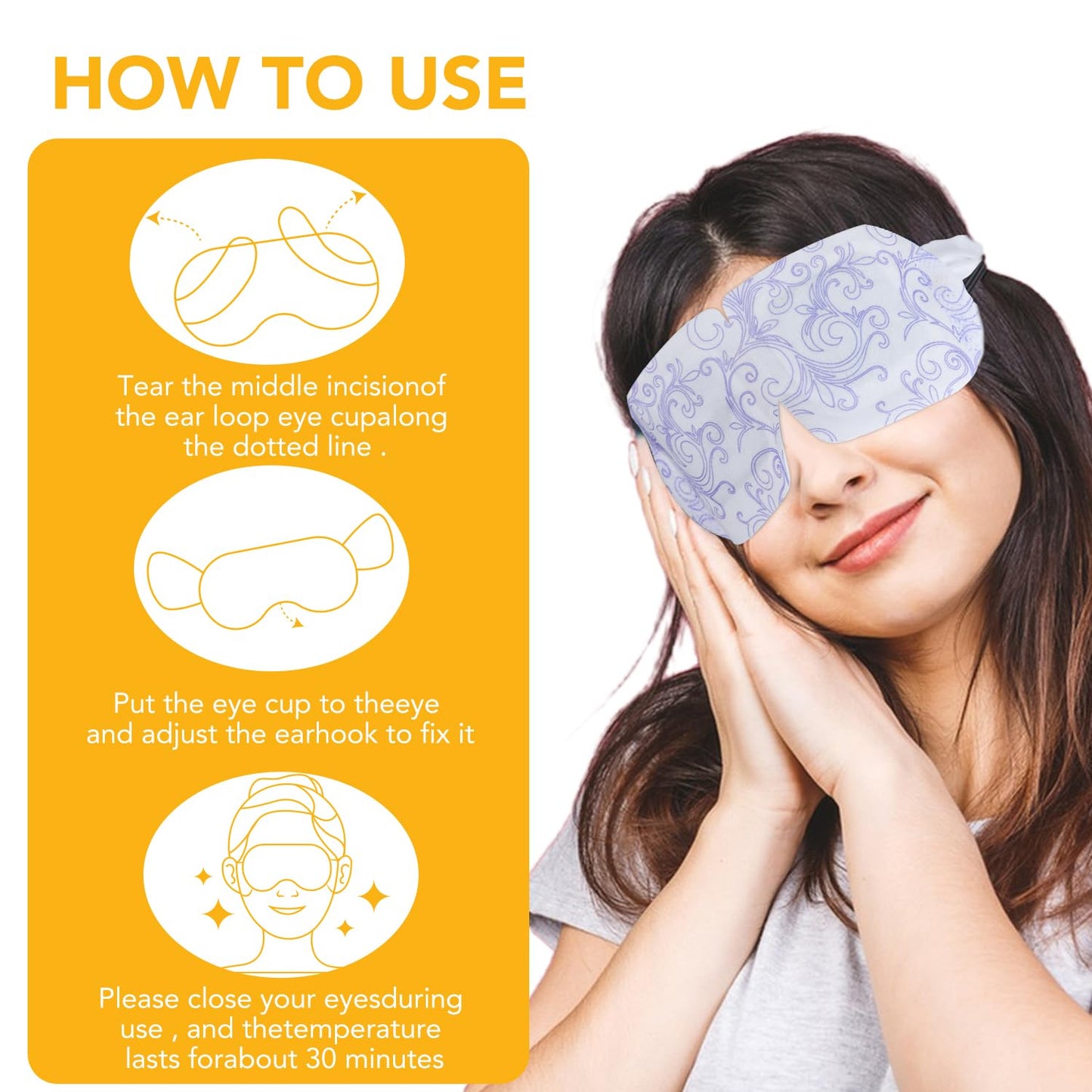 XPCARE 48 Pack Steam Eye Masks for Dry Eyes, Self Heated Steam Warm Eye Mask, Disposable Heated Eye Mask for Dark Circles, Puffy Eyes, Relief Stress Eye Fatigue(Chamomile)