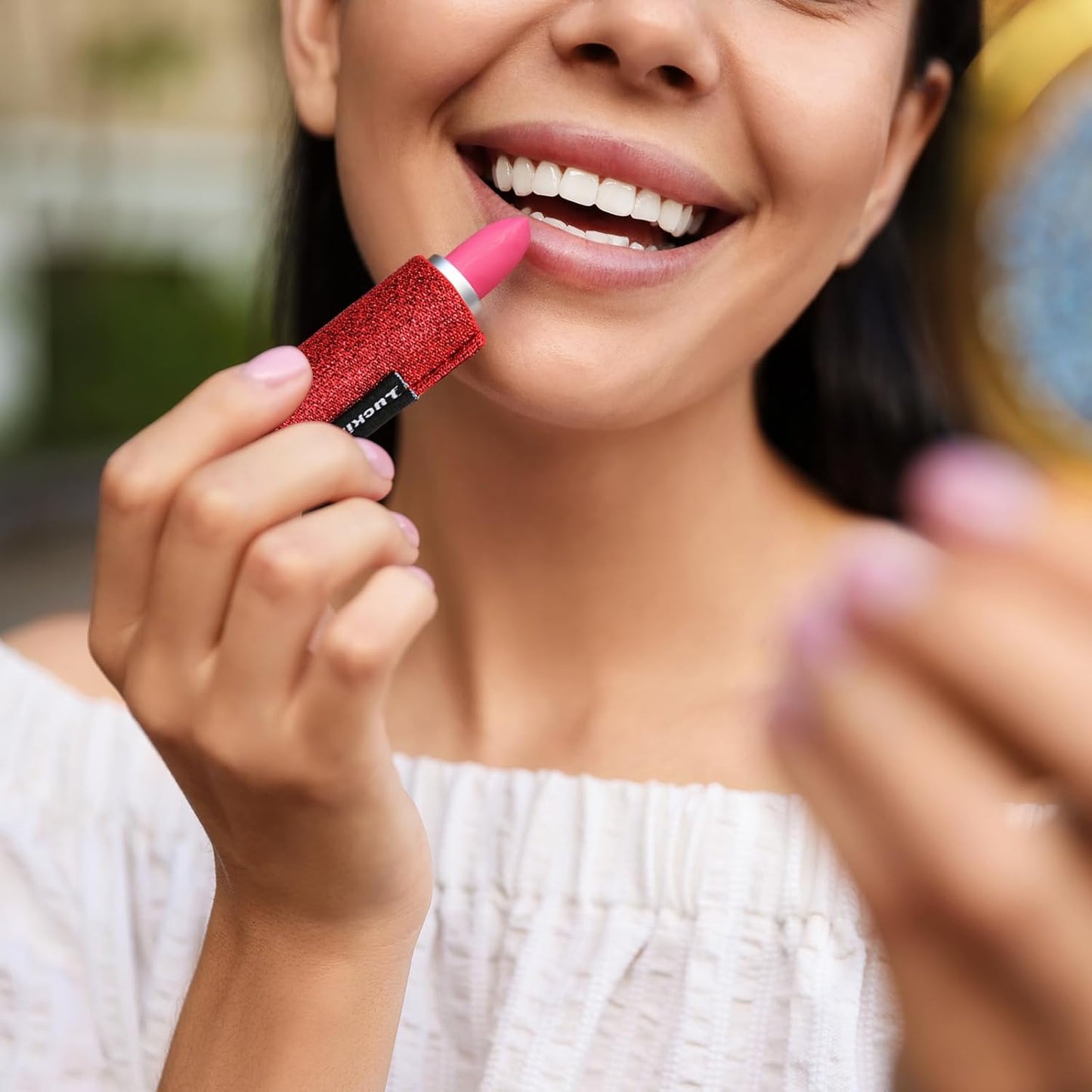 Lip Balm Keychain - Shinny Chapstick & Lipstick Holder - Tight Elastic Holder for Fat & Slim Lip Balms