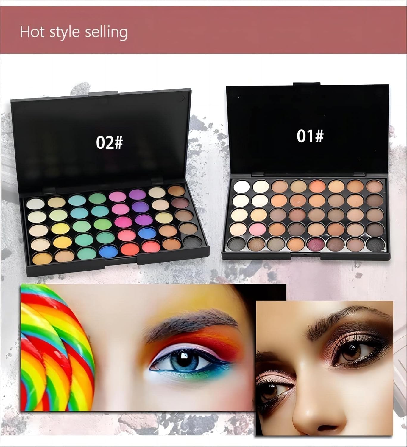 40 color Highly Pigmented Eye Makeup Palette, Matte Shimmer Metallic Eyeshadow Pallet Long Lasting Blendable Natural Colors Make Up Eye Shadows Cosmetics Gift Kit (E02)