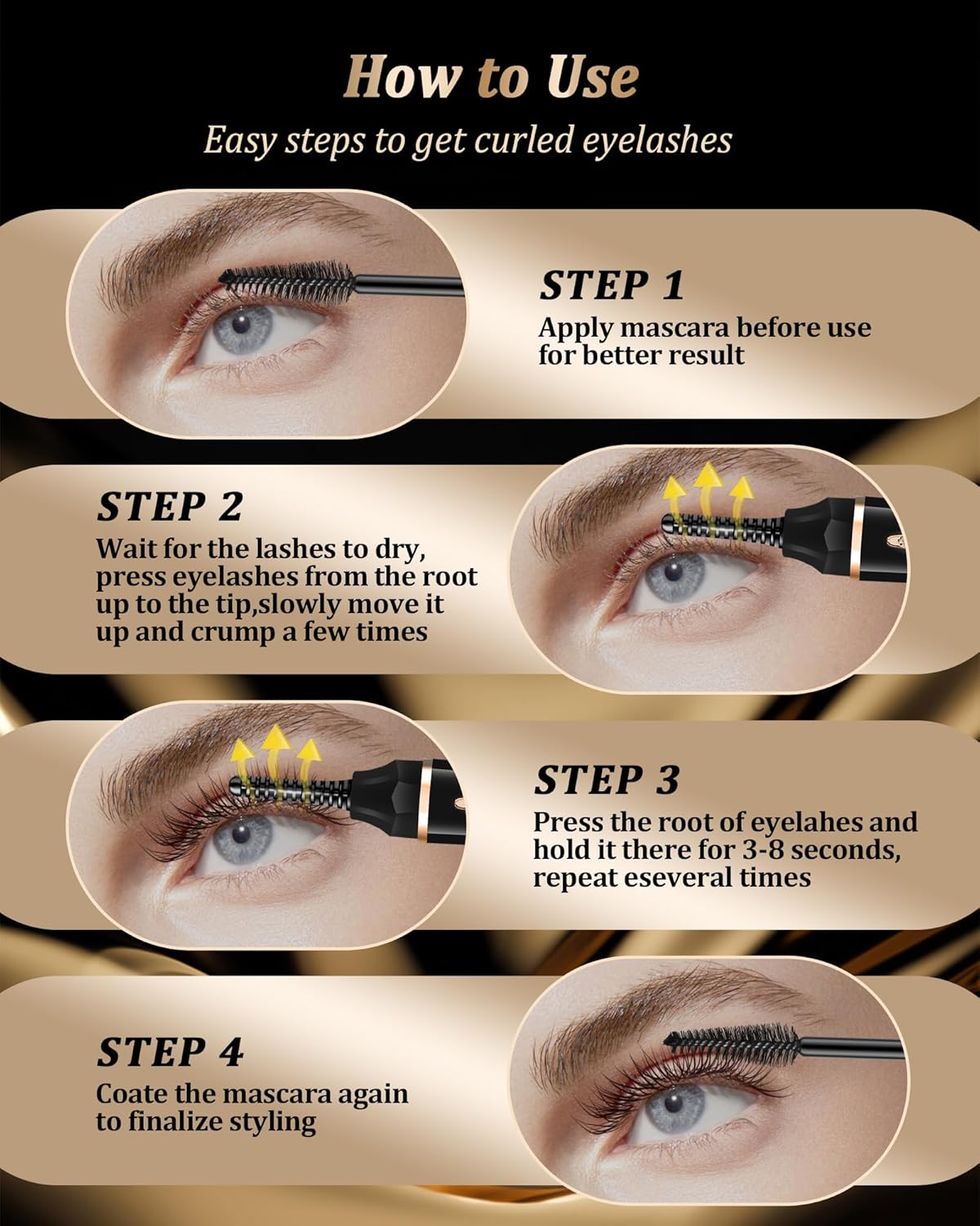 Heated Eyelash Curlers - Eye Lash Curler Heat with Eyelash Comb - Electric Eyelash Curler - Rizador De Pestañasey LED Display 3 Temp Settings USB Charge Natural Curling 24H for Women Makeup Tool Gifts