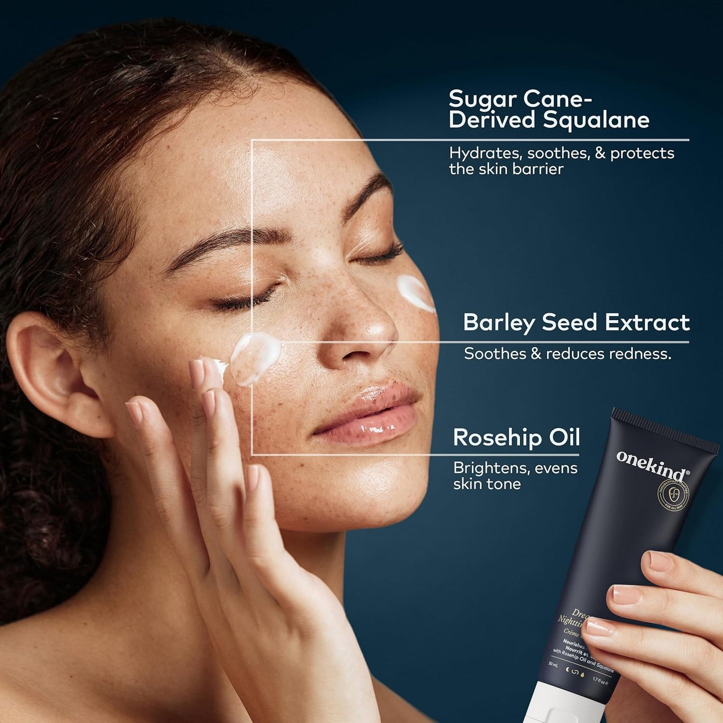 Onekind Dream Cream Night Moisturizer – Hydrating Anti-Aging Face Cream with Squalane, Rosehip & Shea Butter – Fragrance-Free, Vegan, for Dry & Sensitive Skin – 1.7 oz