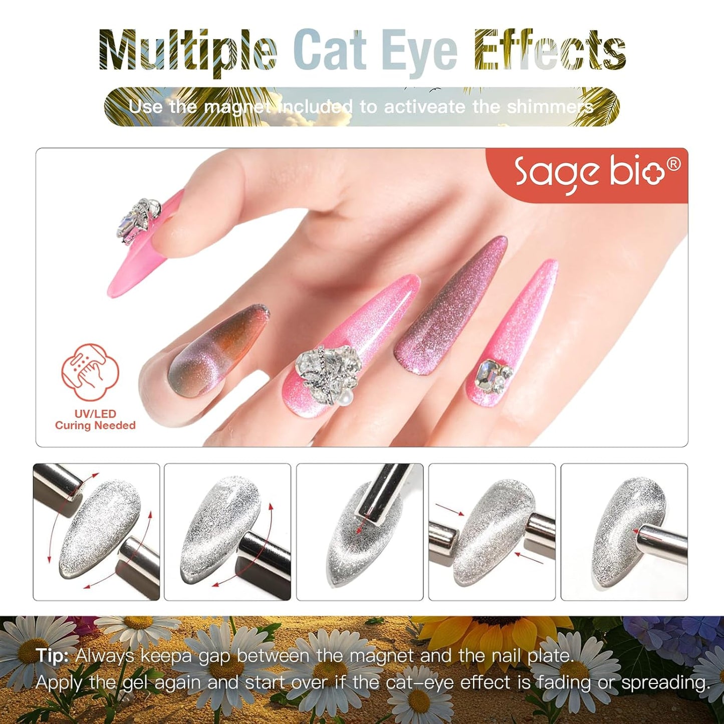 Cat Eye Gel Nail Polish, 15ml Magnetic Gel, High-Gloss Finish, Long-Lasting, DIY Manicure Kit with Magnet Stick, Stunning 3D Magnetic Effect, 02