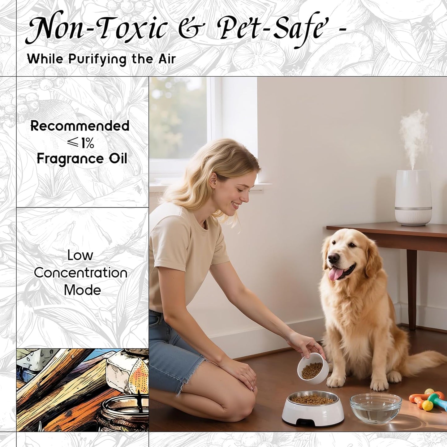 HIQILI Sandalwood Fragrance Oil for Home Diffuser, Luxury Hotel Scent, Perfect for DIY Candle & Soap Making, Add to Body Lotion - 5.07 Fl Oz