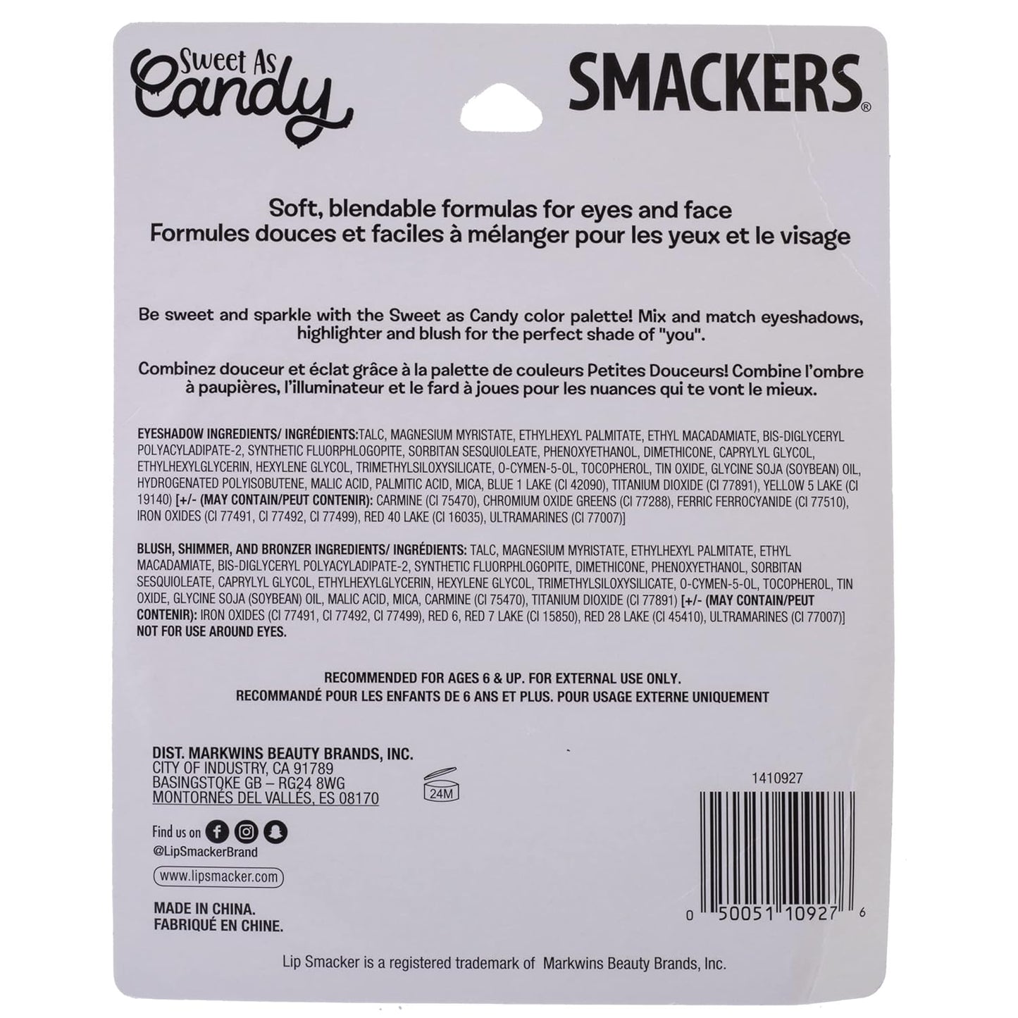 Lip Smacker Sparkle & Shine Eyeshadow Makeup Palette, Sweet as Candy Shimmer | Christmas Make Up Collection | Holiday Present | Gift for Girls