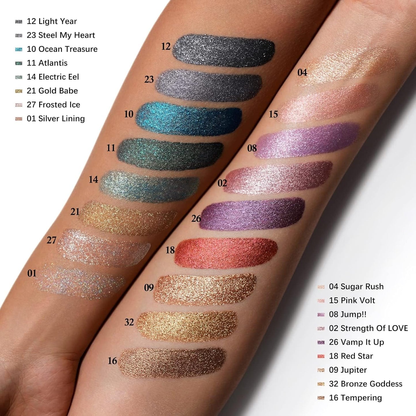 Oulac Eyeshadow Liquid Eyeshadow Multi-Usage Liquid Glitter Eyeshadow&Eyeliner Highly Pigmented, One-Swipe Coverage Long Lasting with No Creasing Formula Vegan&Cruelty-Free